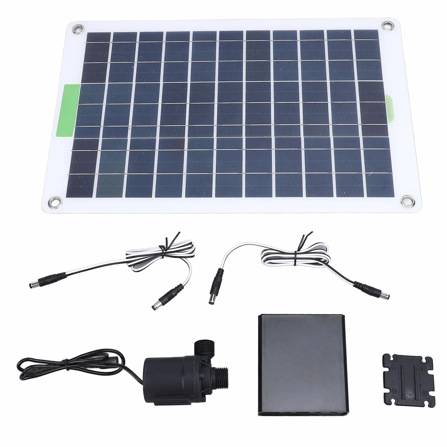 Pannello Solare da 100W Silicio Monocristallino, Kit di Pompe per Acqua Solare a Sollevamento da 5 M con Scatola di Accumulo di Energia per Piscina da Giardino, Circolazione