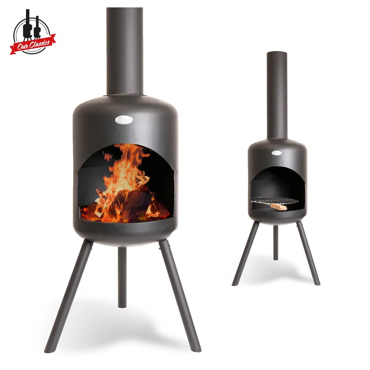 BonFeu BonSelo Nero - Braciere da Giardino - Braciere - Bracere - Bracere da Esterni - Braciere da Esterno - Braciere da Interno - Acciaio - 39 x 39 x 148 cm