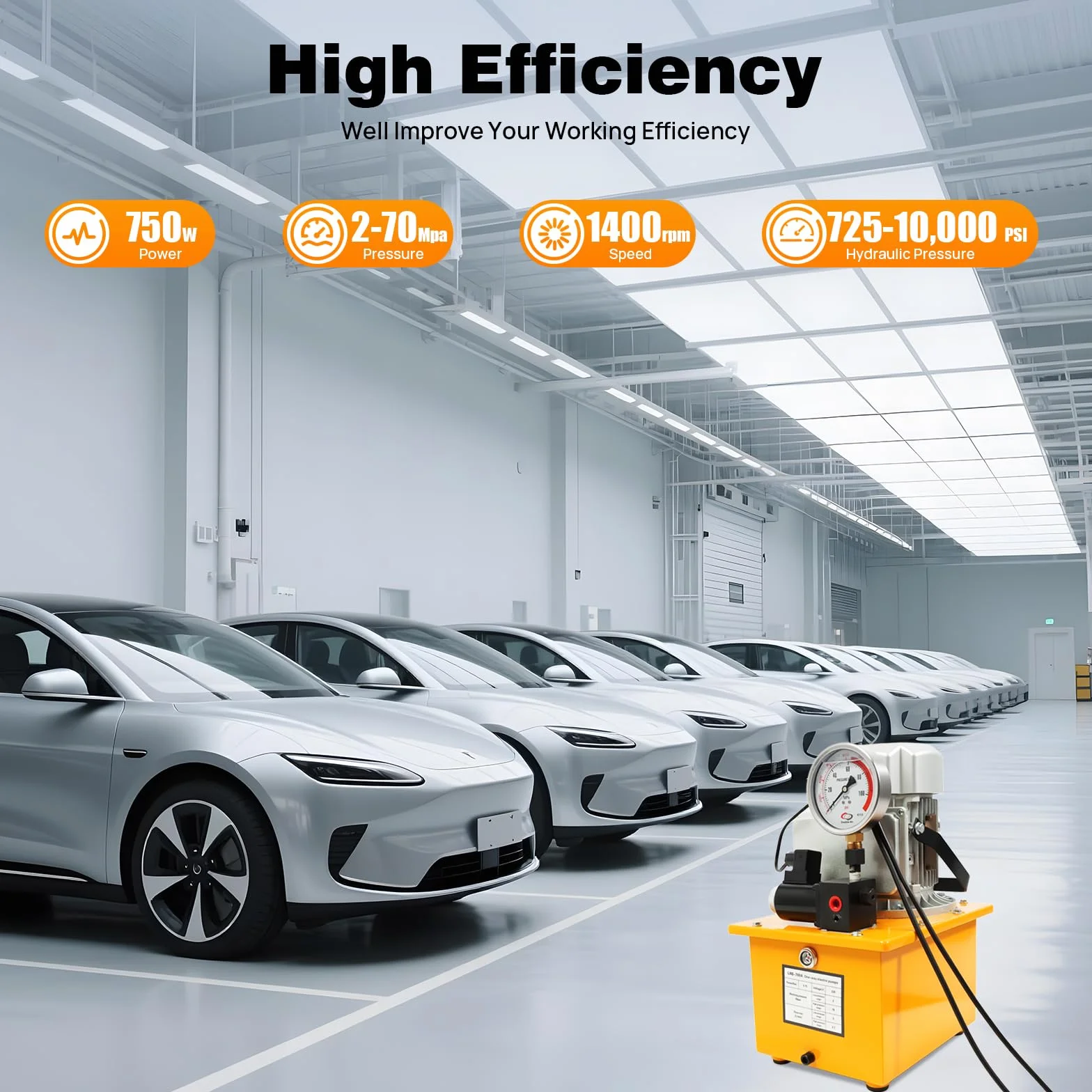 Pompa idraulica elettrica 220 V con elettrovalvola, pompa idraulica ad alta pressione, 750 W, pressione di uscita regolabile 725-10.000 PSI