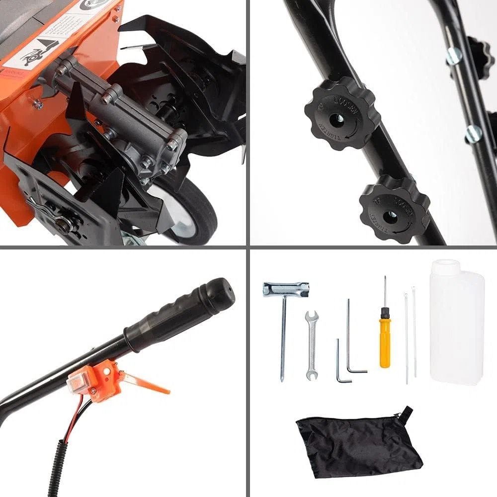 Motozappa a Scoppio 2 Tempi 52cc – Potente e Compatta, Larghezza 30cm, Profondità 15cm, Zappette in Acciaio Rinforzato