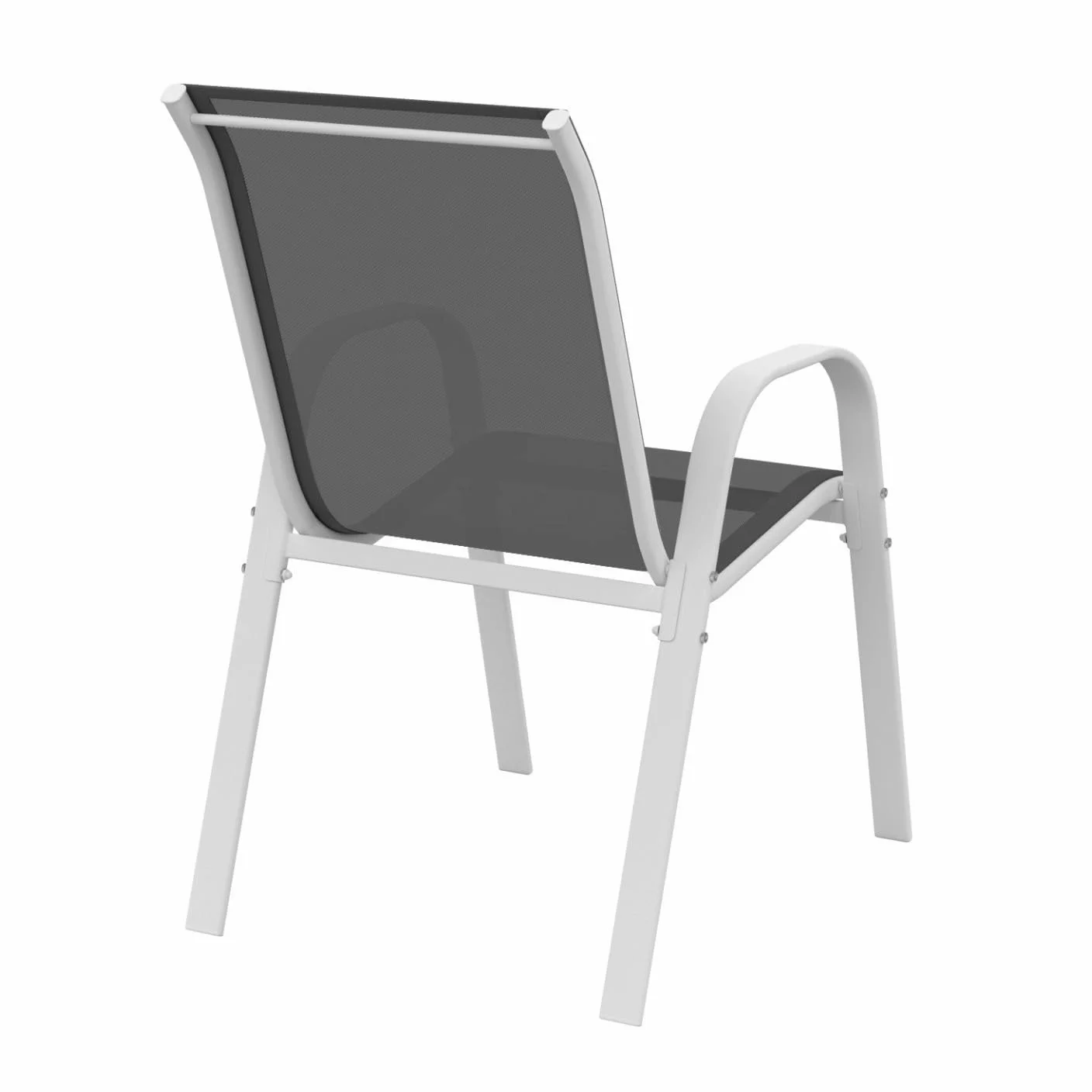 IDMarket - Set di 6 sedie da giardino impilabili LYMA in metallo e textilene, bianco e grigio