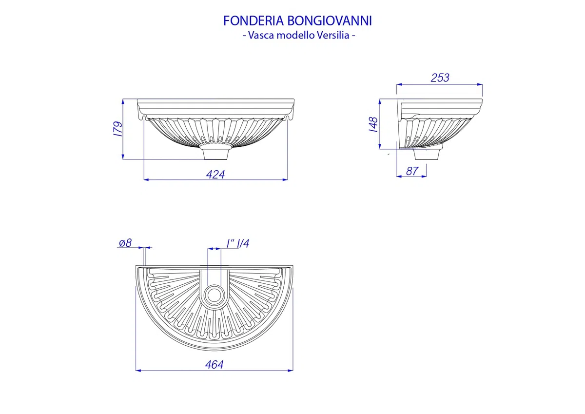 Fonderia Bongiovanni |Vasca a muro modello Versilia| fontana da giardino esterno | lavello a parete | fontanella giardino | in alluminio colore grigio ghisa per casa giardino