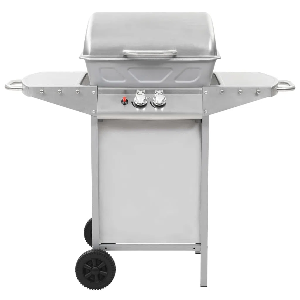 Homgoday Barbecue a gas con 2 zone di cottura, in acciaio inox, colore argento