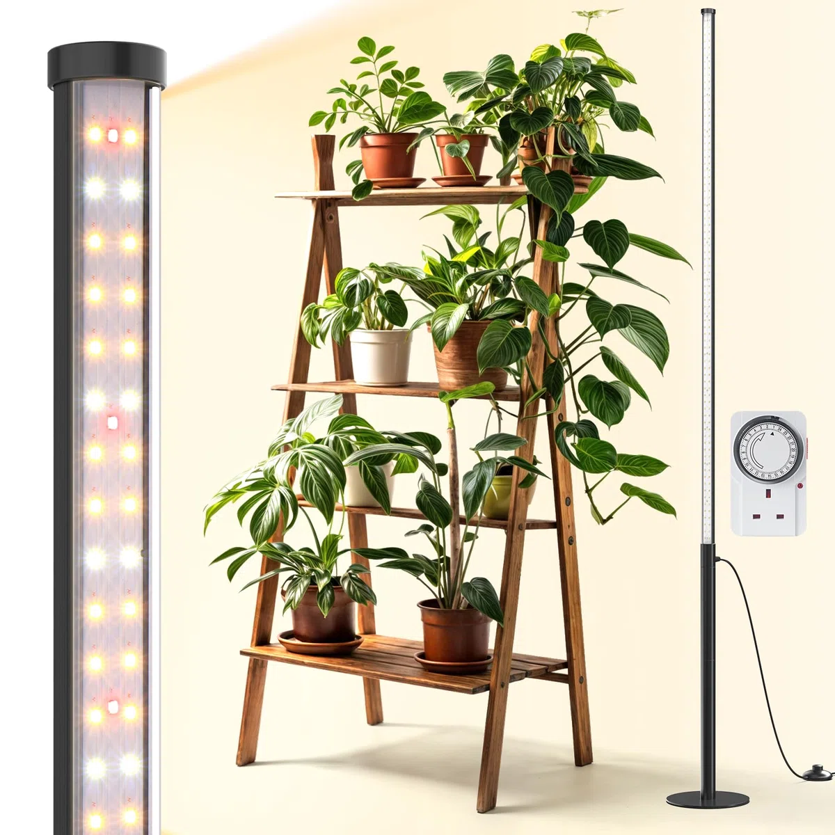 Barrina T10 Pro Lampada da Coltivazione Verticale a Stelo con Timer, 42W, 169 LED, Spettro Completo Luci da Coltivazione Verticali per Piante da Interno, Ampia Copertura, Altezza da 115cm a 165cm con