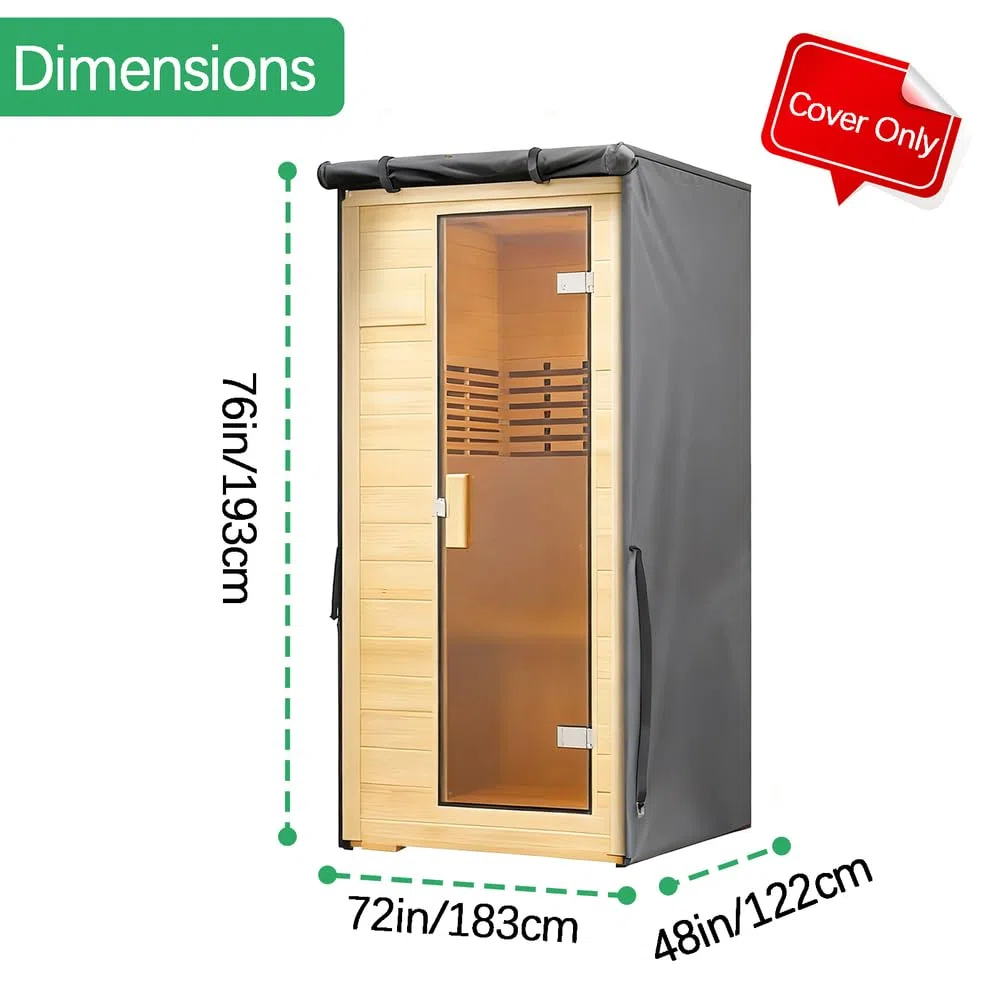 Copertura per sauna da esterno copertura impermeabile resistente per sauna a infrarossi riduce efficacemente l'assorbimento di calore solo copertura,Grigio,183x122x193cm