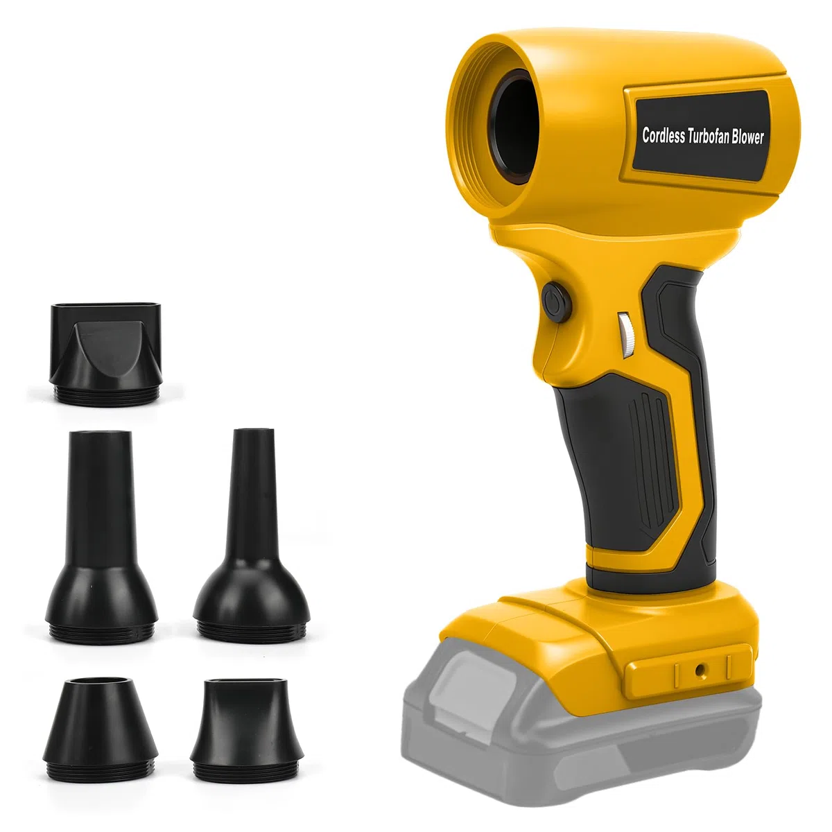 Mini soffiatore a batteria per foglie compatibile con Dewalt 20V 18V, 30 m/s, 130000 giri/min motore brushless, 5 ugelli inclusi, leggero e portatile per terrazza, prato, pulizia auto e campeggio