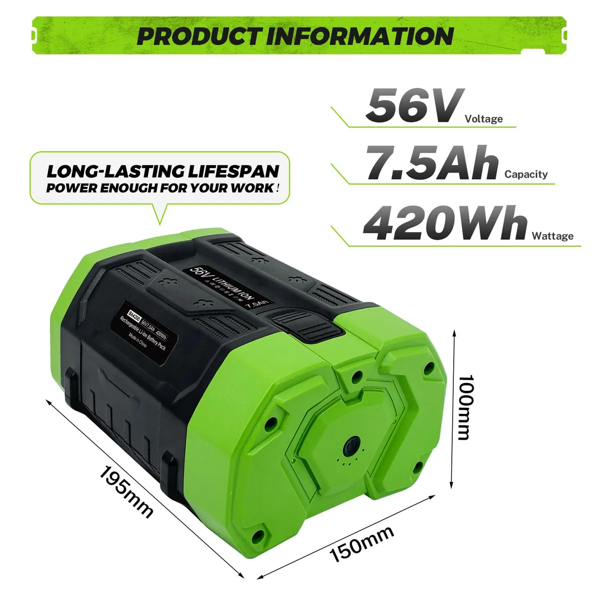 Batteria di ricambio per EGO 56 V 7500 mAh compatibile con tosaerba EGO 56 Volt soffiatore per foglie erbacce mangiatore di erbacce batterie per utensili elettrici senza fili Nuovo