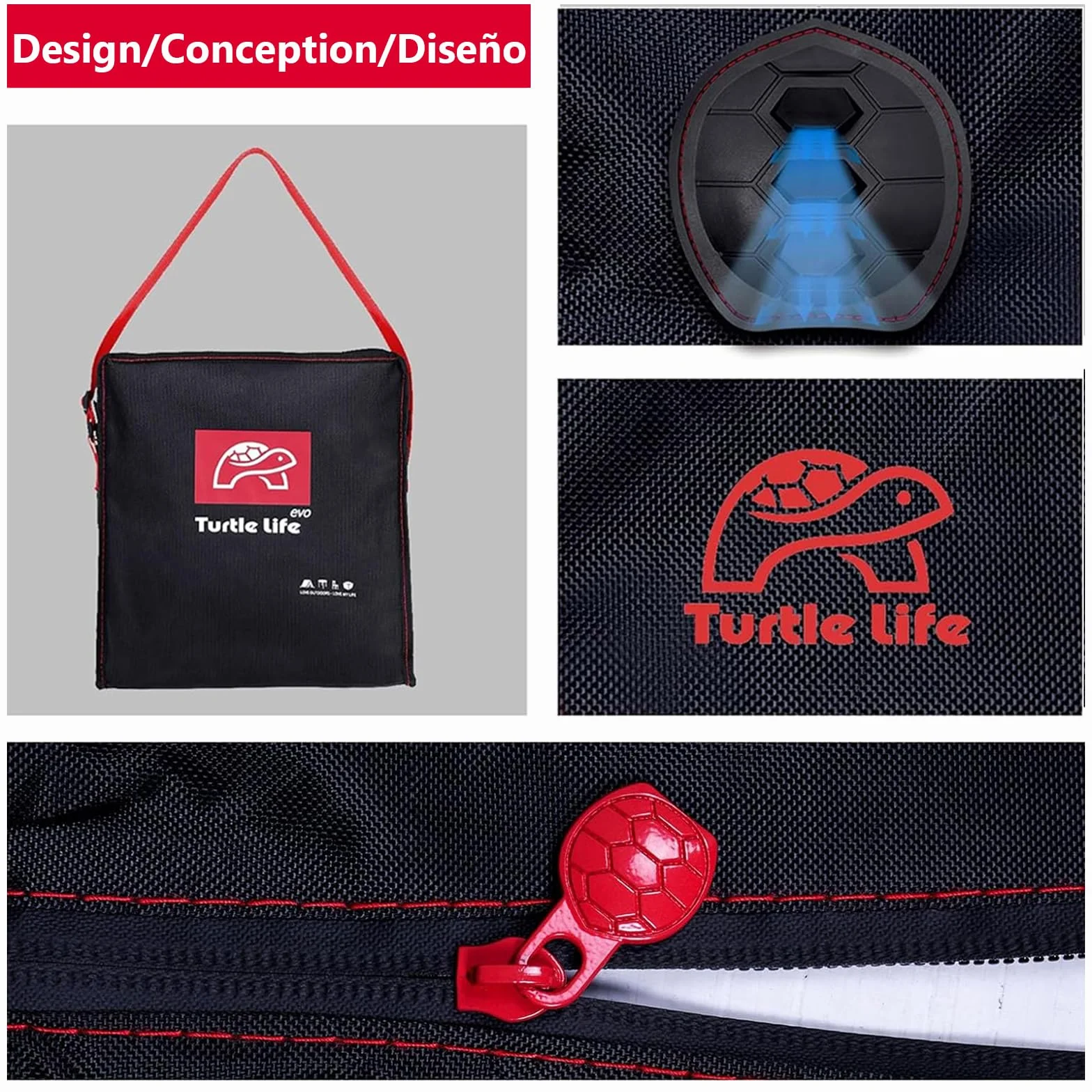Turtle Life Copertura di protezione per tavolo e sedie rotonde, durevole, resistente all'acqua, per mobili da esterno ed interno, con griglia di ventilazione migliorata, colore nero, diametro 205 x 89