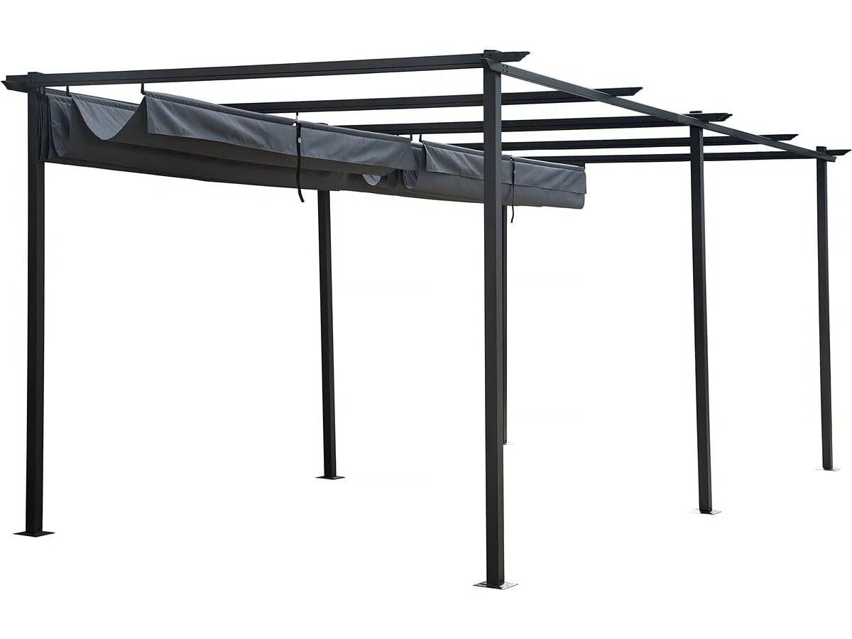 Pergola in metallo con tetto retrattile - 3 x 6 m - Antracite