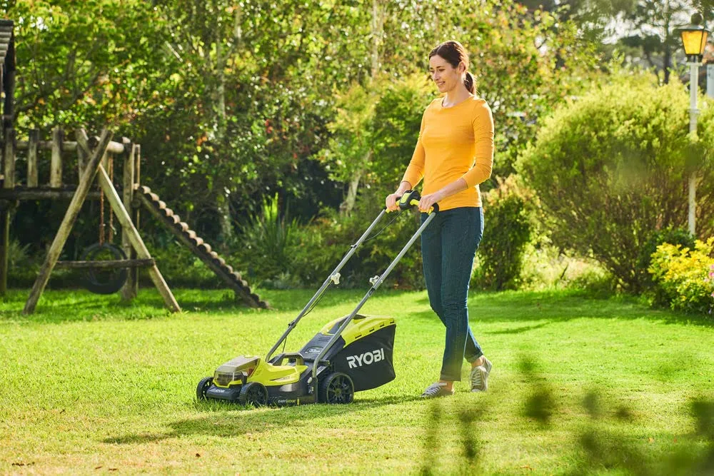 Ryobi RLM18X33B40 Tosaerba a Batteria 18V ONE+ con 1 Batteria 4.0Ah, Ripiegabile, Elevata Autonomia, Taglio 33cm