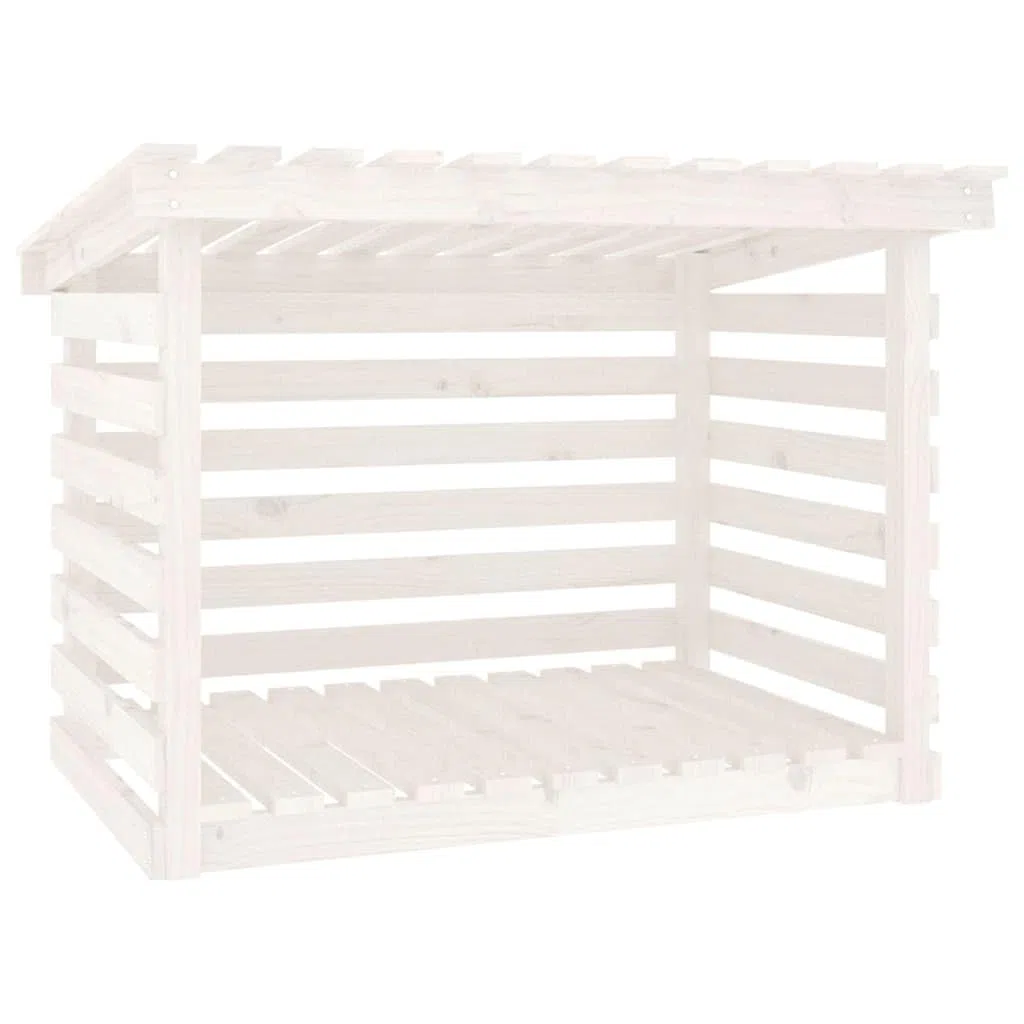 Generico Portalegna Bianco 108x73x79 cm in Legno Massello di Pino,Casa e Giardino,Accessori caminetti e stufe a Legna,Accessori per Porta legna-822228