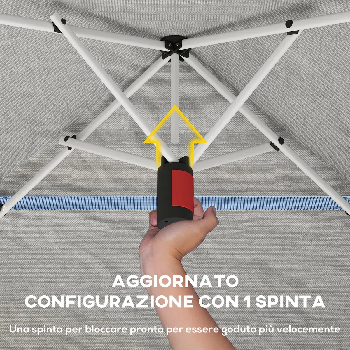 Outsunny Gazebo Pieghevole 3.5x3.5 m Pop Up Facile Montare con Pulsante Centrale, Gazebo da Giardino Altezza Regolabile con Tetto Doppio, Borsa da Trasporto, UV50+, per Esterno Feste, Grigio Scuro