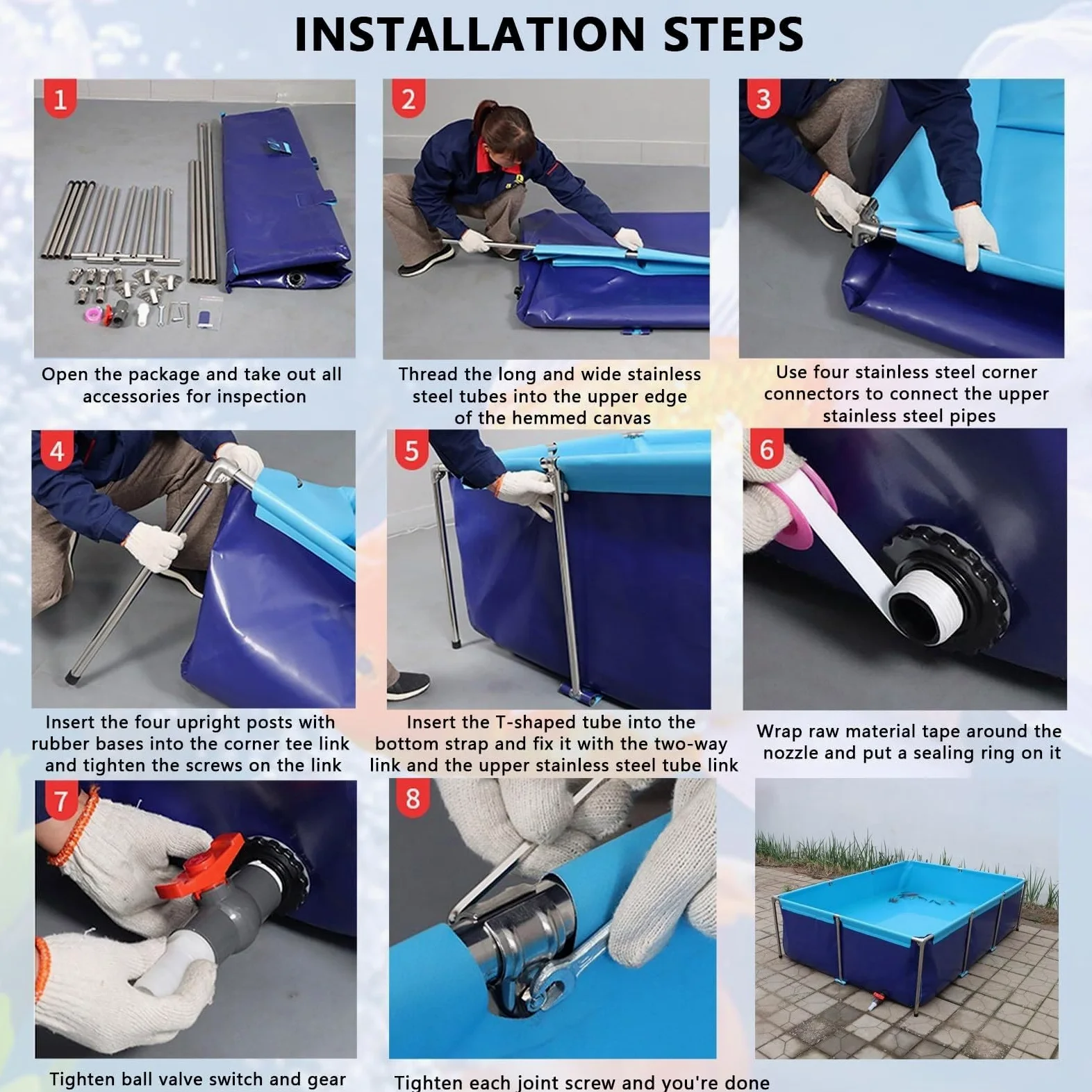 Generico Grande laghetto per Pesci Fuori Terra in PVC - Piscina per acquacoltura per Allevamento di Koi, irrigazione del Giardino, conservazione temporanea e visualizzazione - Piscina per Pesci in Te