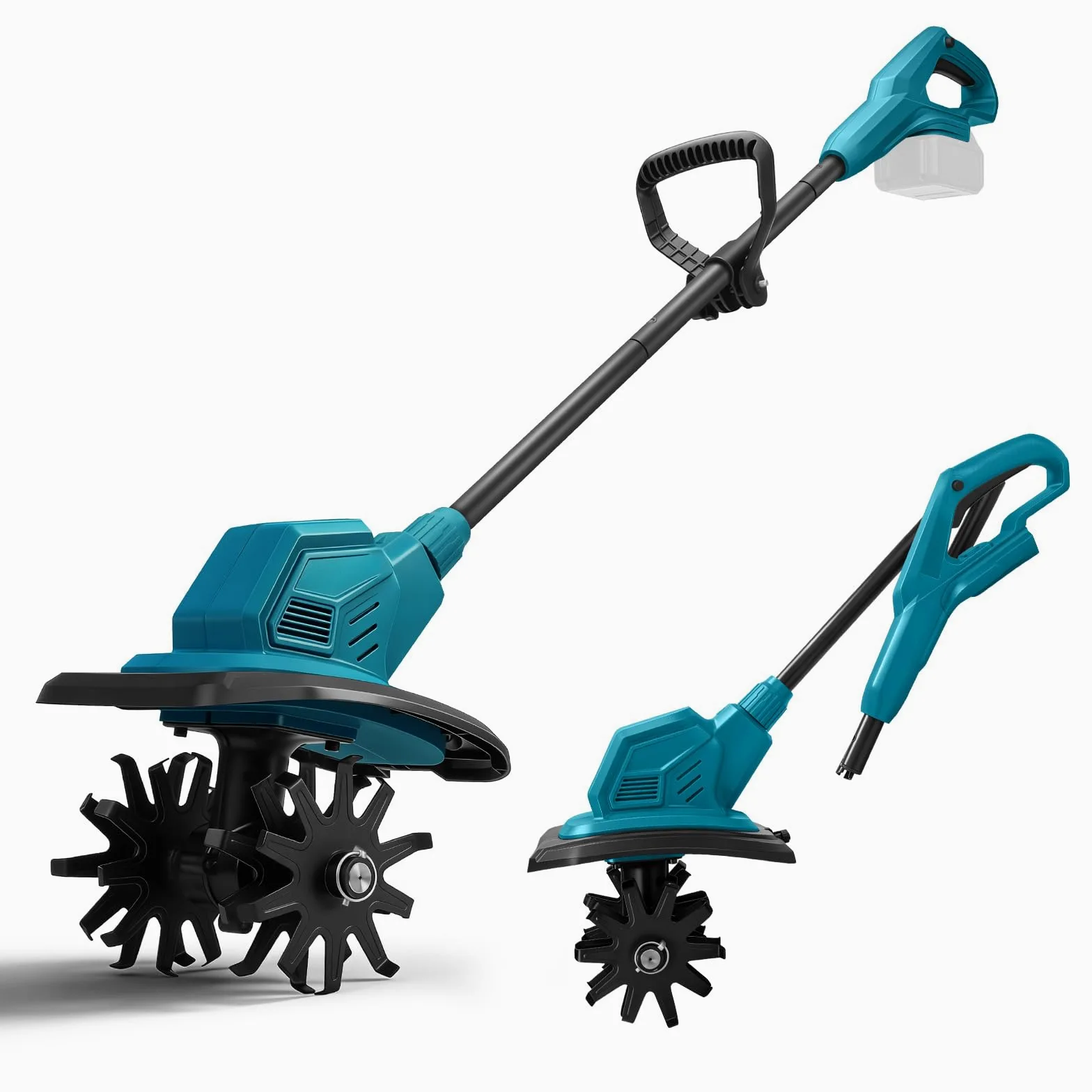 Motozappa senza fili per Makita 18V Batteria, Motozappa a Batteria con Motore Brushless, Altezza Regolabile, larghezza di lavoro 20 cm, profondità di lavoro 18 cm, per Giardini e Cortili
