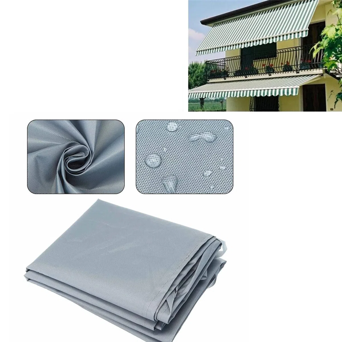 Copertura per Tenda da Sole, Tettoia di Protezione Retrattile, Copertura Protettiva per Riparo, in Tessuto di Poliestere Impermeabile Resistente, Larghezza 5 m, per Esterni, Giardino, Patio, Borsa
