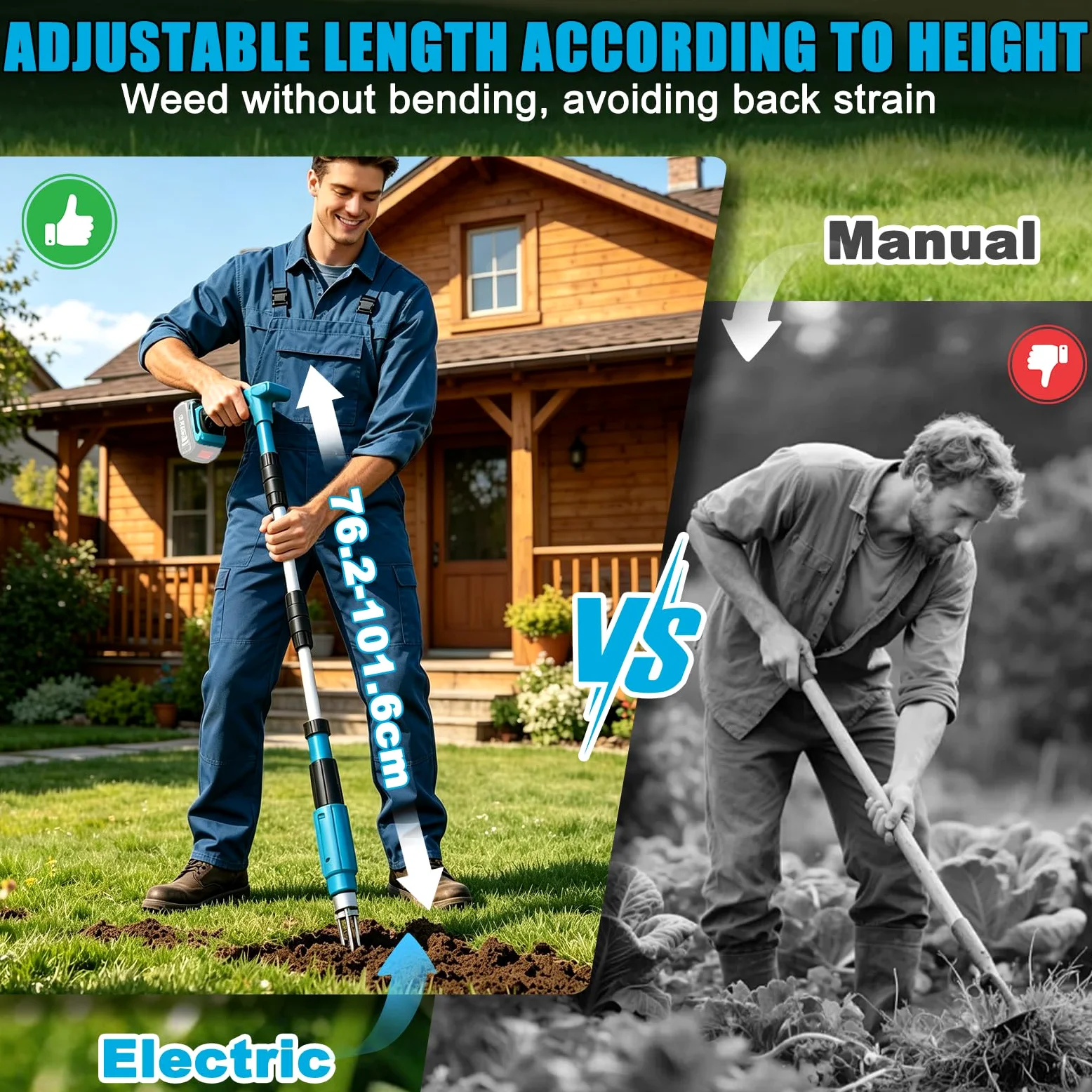 Sarchiatore Elettrico Compatibile con Makita 18V, Estirpatore Erbacce con 3 Artigli, Rimozione Erbacce Rapida per Giardino, Cortile e Orto (Senza Batteria e Caricatore)