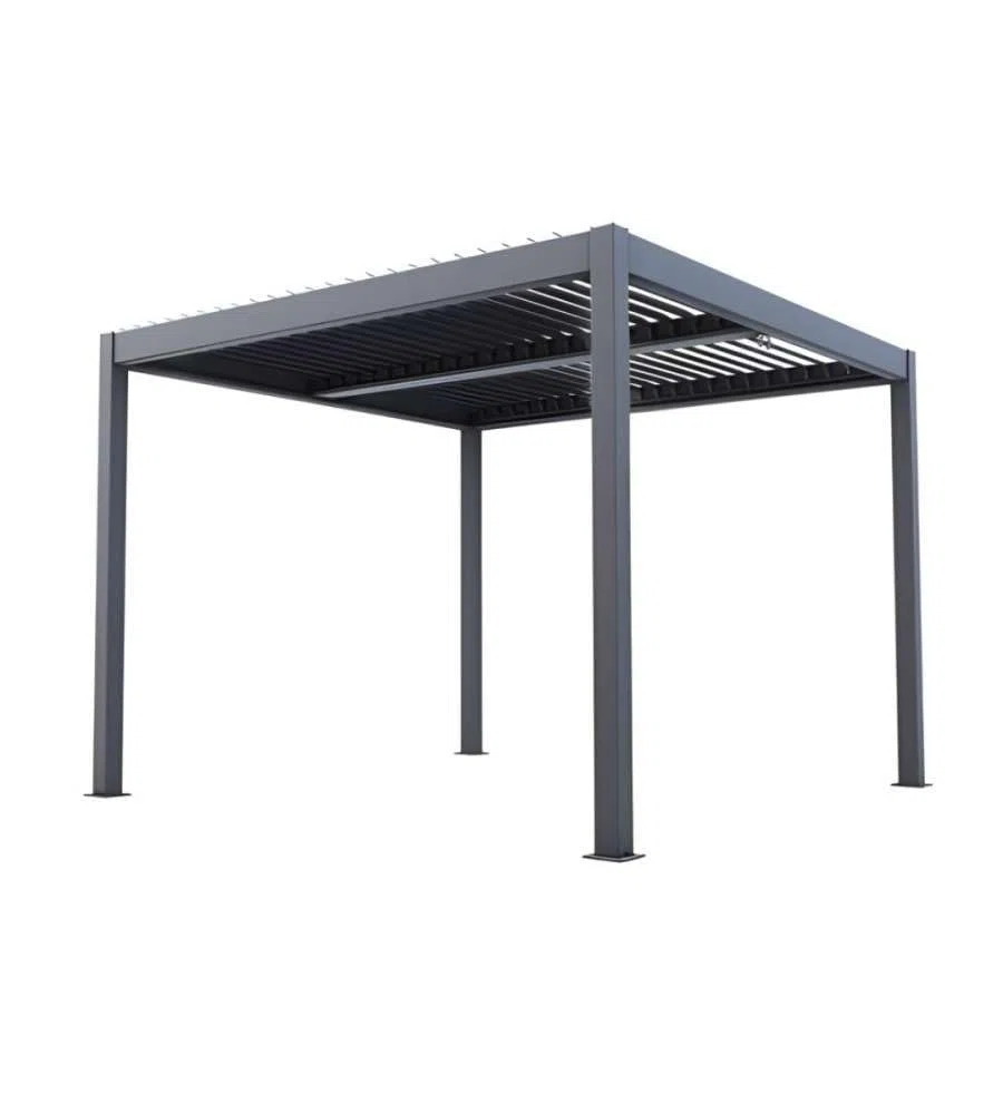 Verdelook Pergola Bioclimatica Atena 100 in Alluminio Grigio - 3x3x2,5 m