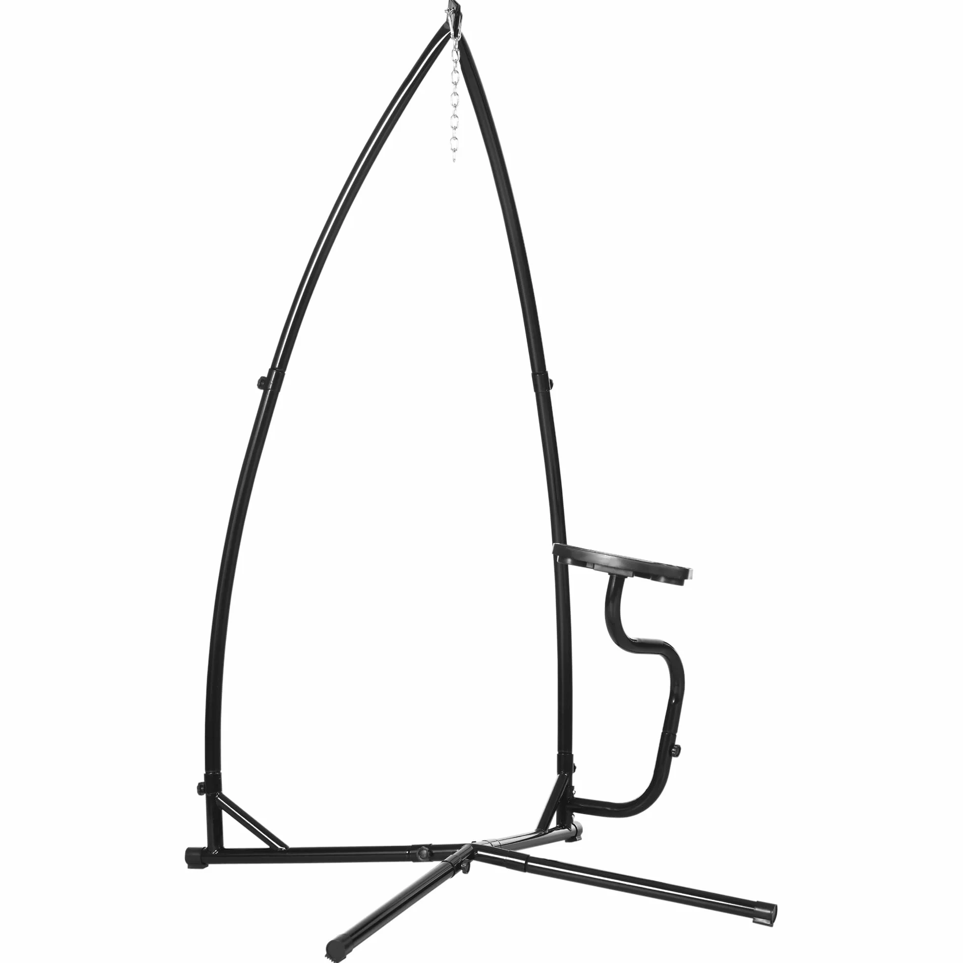 Outsunny Supporto per poltrona sospesa a forma di C Supporto in metallo con gancio a molla Vassoio Base per seduta sospesa Poltrona sospesa Supporto per amaca fino a 120 kg Supporto per poltrona