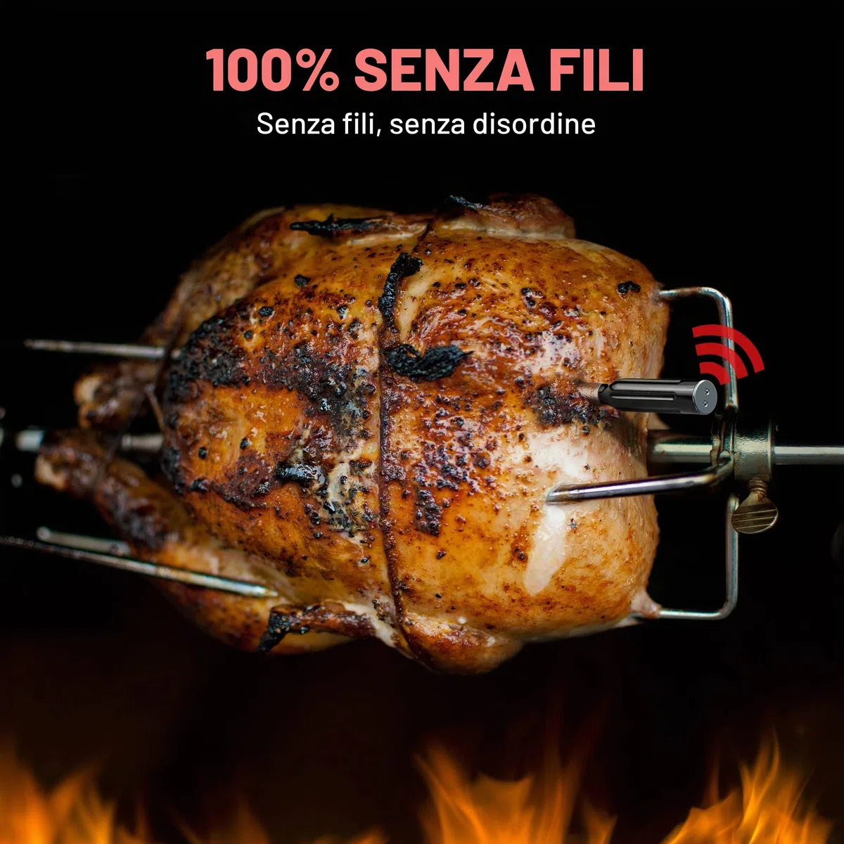 ThermoPro TempPro TP961 Termometro Barbecue Carne Wireless 150m Bluetooth da Cucina per Forno Grill Affumicatore Girarrosto Airfryer Sicuro in Lavastoviglie con Sonda Inossidabile IP67