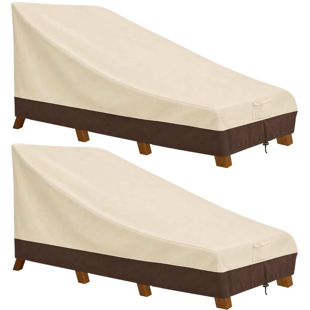 Vailge Copertura impermeabile per chaise longue da patio, 600D, resistente ai raggi UV, 2 pezzi, colore: beige e marrone