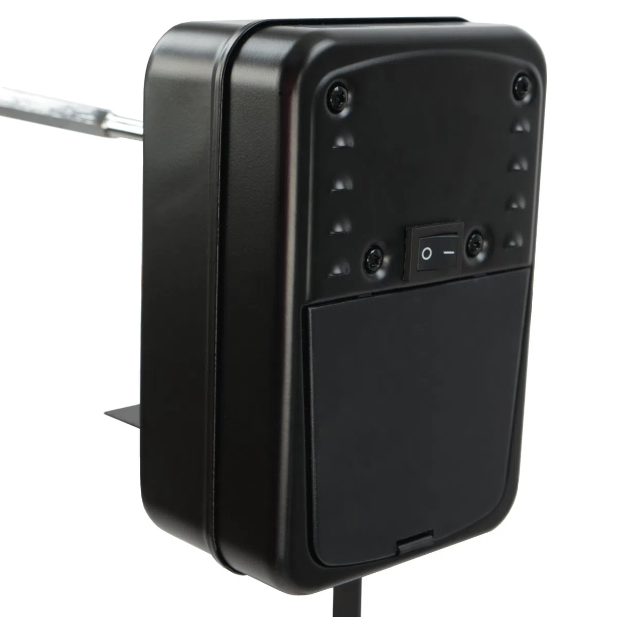 BBQ-TORO Set spiedini per Escursioni, Campeggio, falò e Altro, 90 cm, 2 Aghi per Carne, Motore (con Batteria)