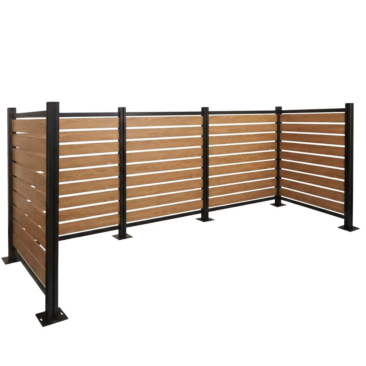 Recinzione fendivista bidoni box spazzatura rifiuti HWC-K57 alluminio aspetto legno 130x300x110cm - marrone chiaro