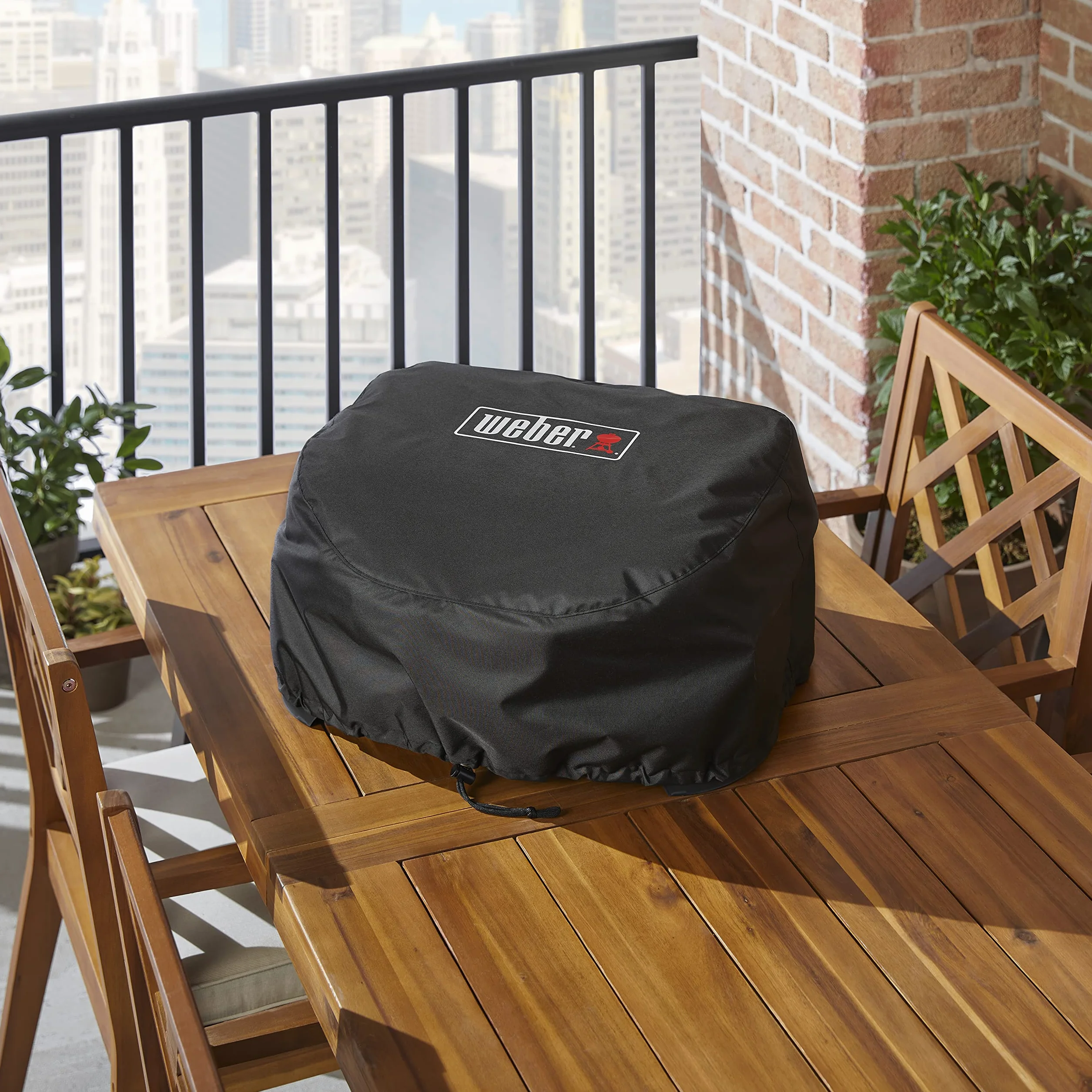 Weber Copertura Premium per Barbecue Elettrico Lumin Compact, Traspirante, Resistente ai Raggi UV e all’Acqua, Protezione da Vento e intemperie, con Chiusura in Velcro – Nero (3400305)