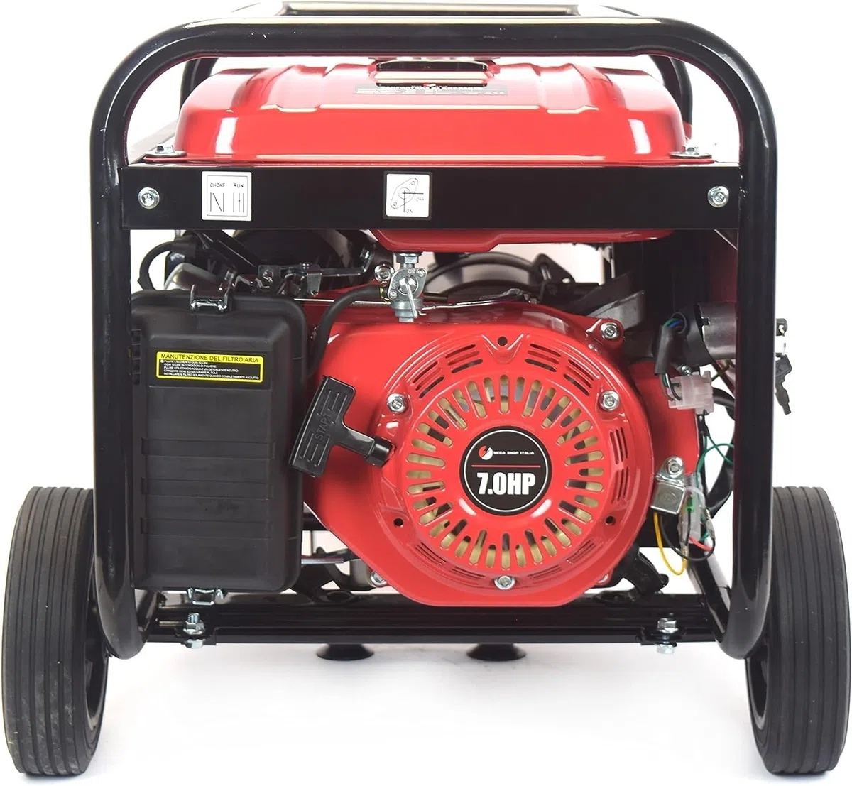 Generatore di Corrente 3000W Benzina 4 tempi con 2 prese 230V con Avviamento Automatico a Chiave e Batteria Portatile con Ruote