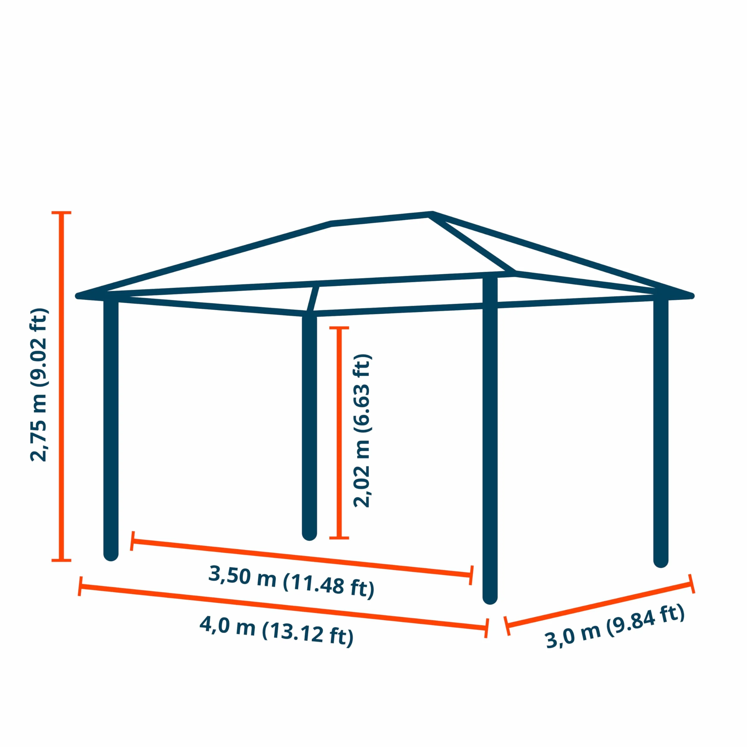 TOOLPORT Gazebo da Giardino 3x4 m Look Legno, Tetto Hardtop in Acciaio, 4 Teli Laterali Color Crema