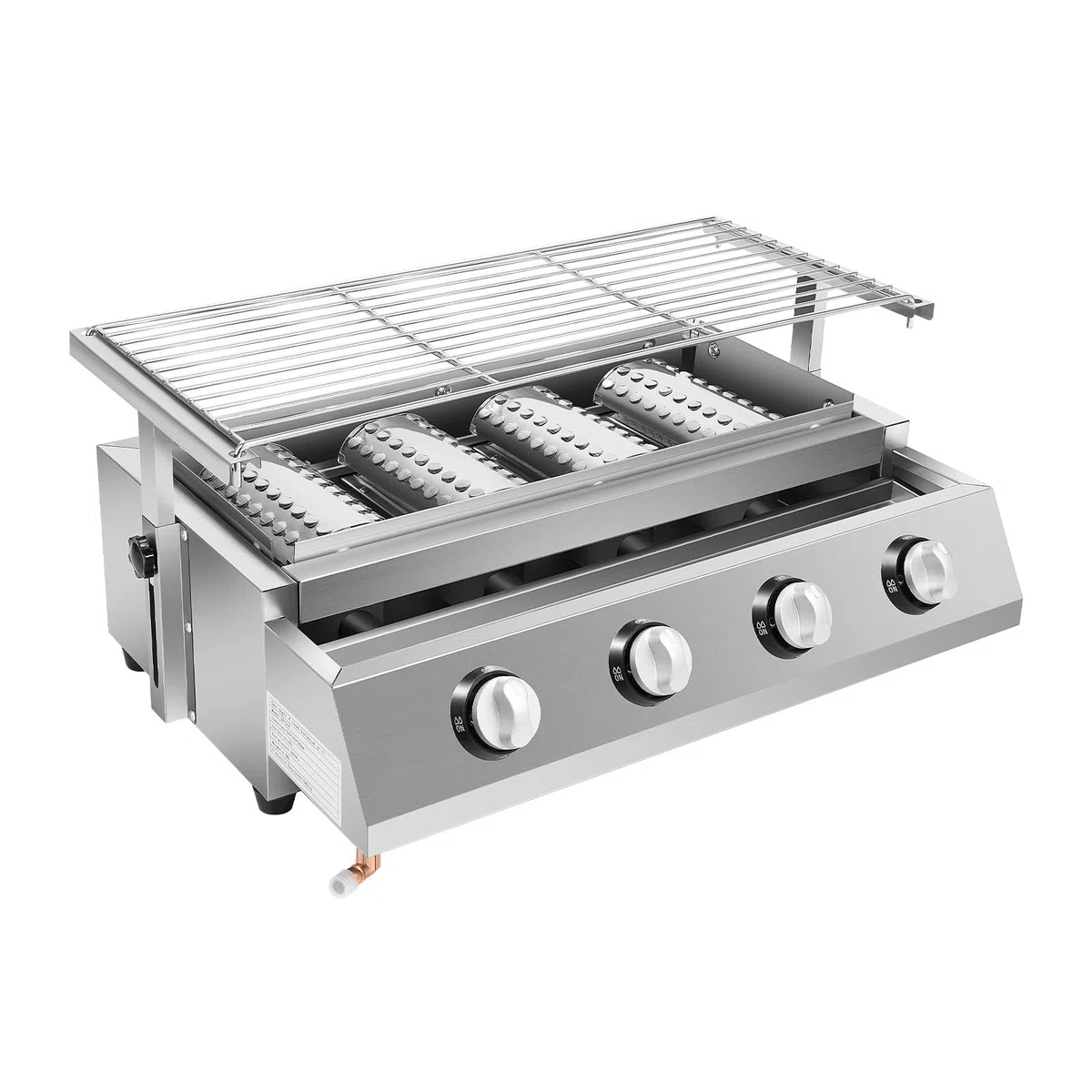 Barbecue a gas, barbecue da campeggio, barbecue BBQ con 4 bruciatori, barbecue da tavolo per campeggio, balcone, giardino, 58 * 40 * 20 cm