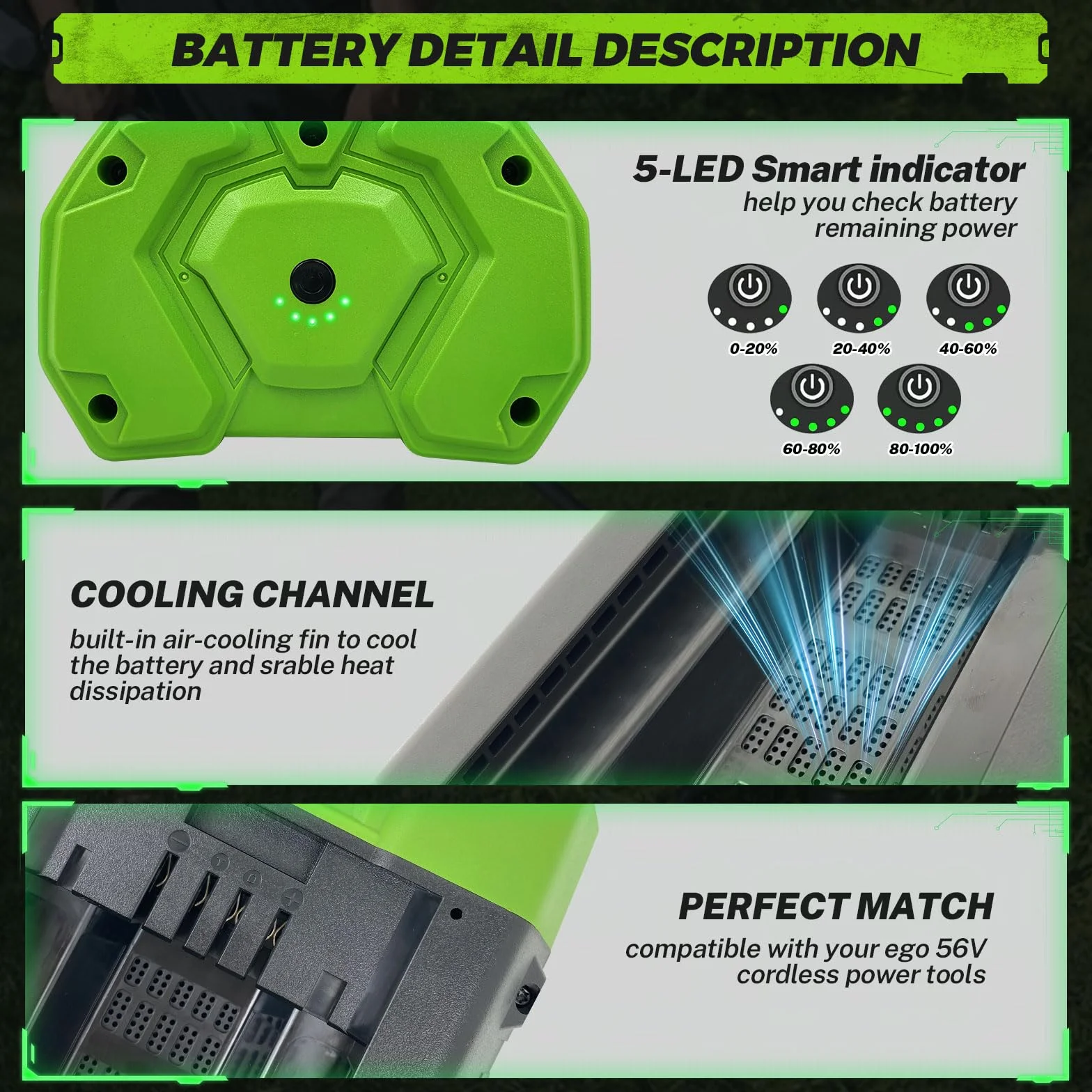 Batteria di ricambio per EGO 56 V 7500 mAh compatibile con tosaerba EGO 56 Volt soffiatore per foglie erbacce mangiatore di erbacce batterie per utensili elettrici senza fili Nuovo