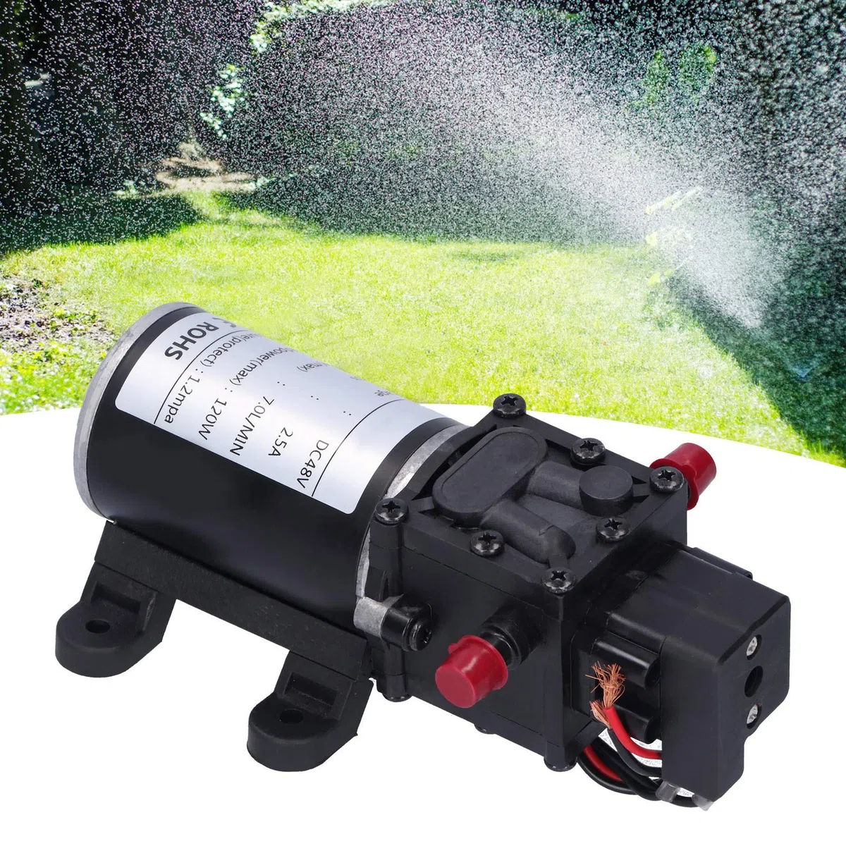 Respicefinem Dc48V 120W Dc Pompa a membrana intelligente 7.0L Min Atomizzazione automatica Pompa acqua ad alta pressione per accessori per attrezzi da giardino