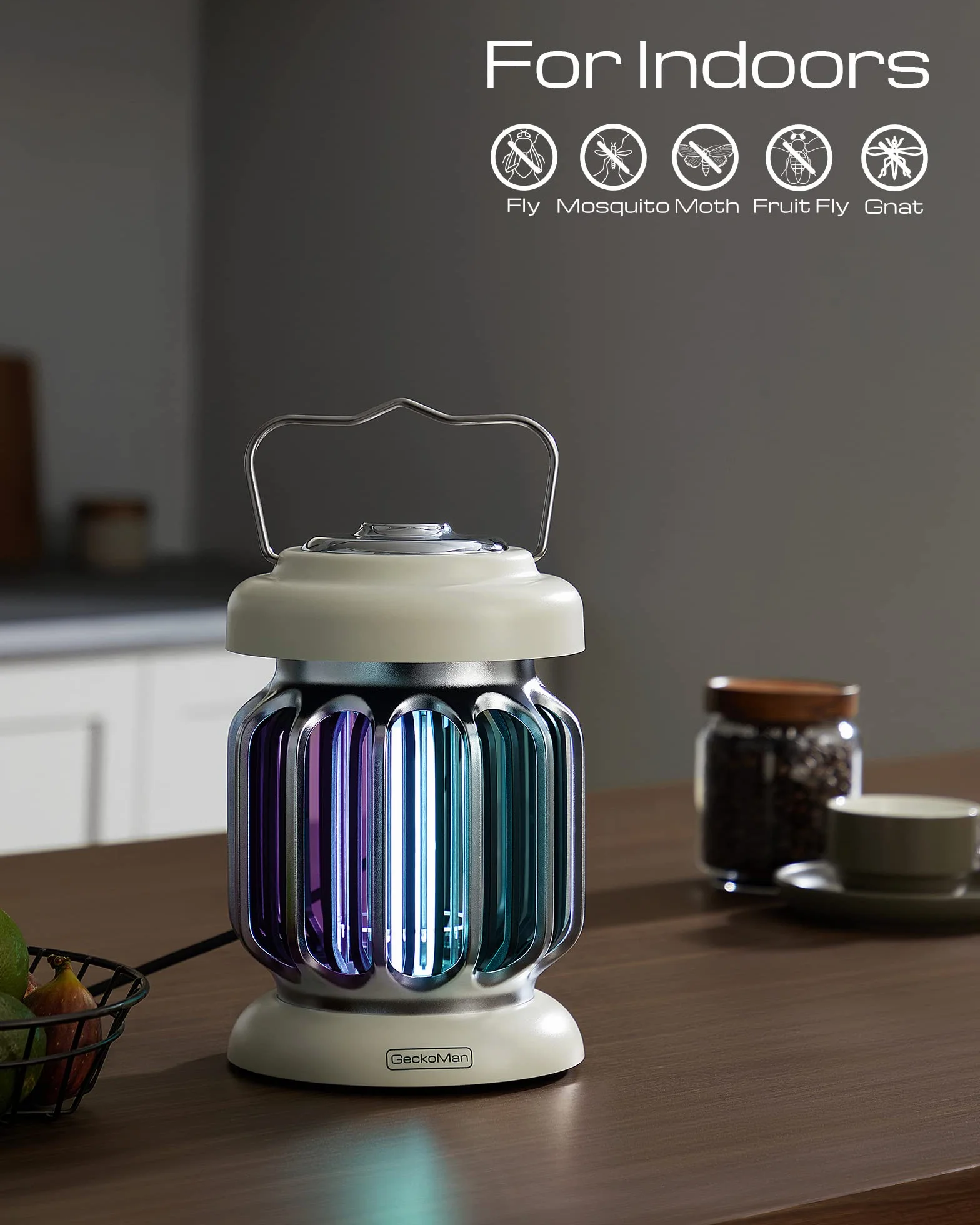 GeckoMan Spettro Ibrido, Dal tramonto all'alba, Lampada Antizanzare da Esterno e Interno, Elettrico Zanzariera Elettrica Lampada Zanzare, Con un Sensore di Luce 1-Pack