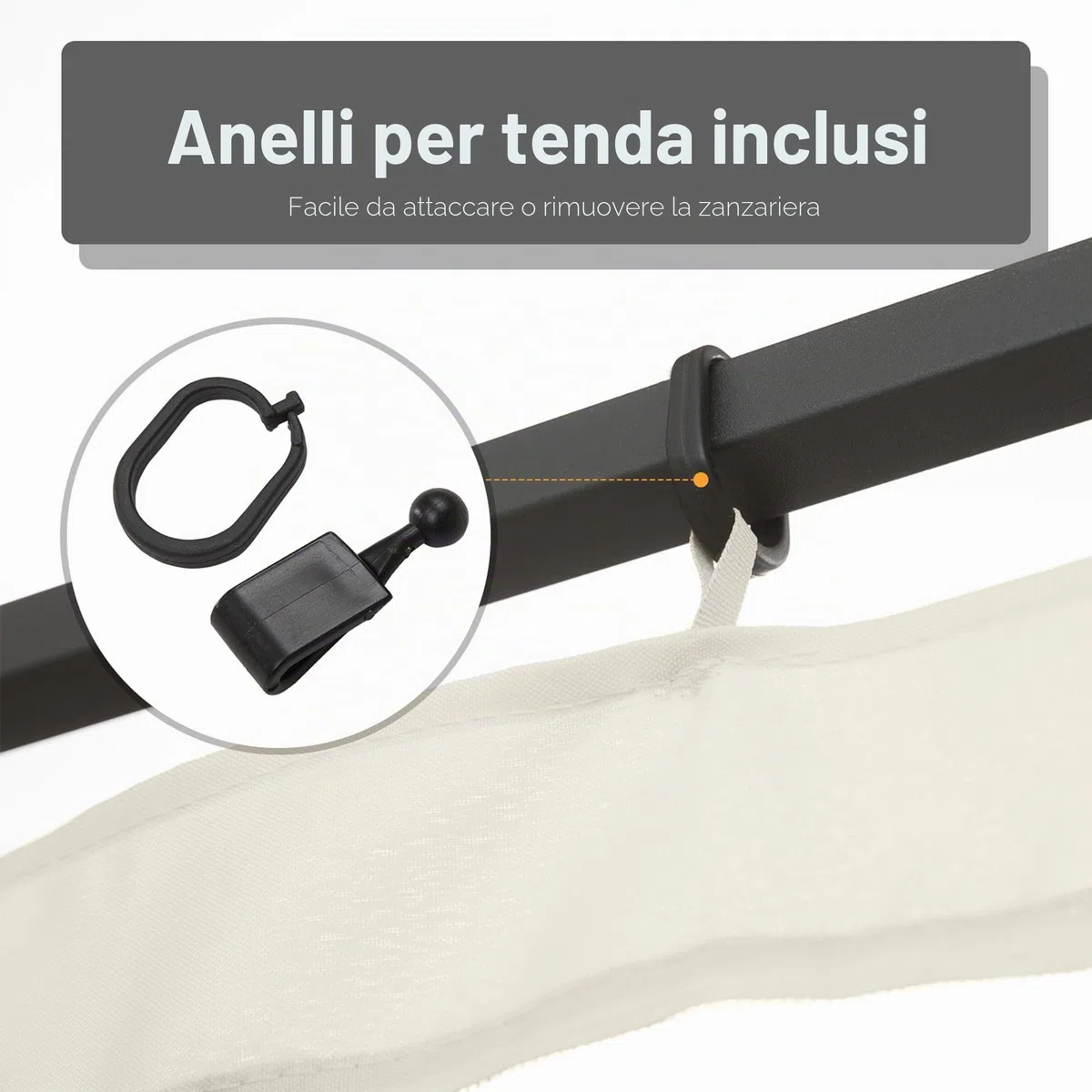 Outsunny Zanzariere per gazebo barnum 3 x 4 m - set di 4 zanzariere con cerniera + ganci di fissaggio - poliestere nylon