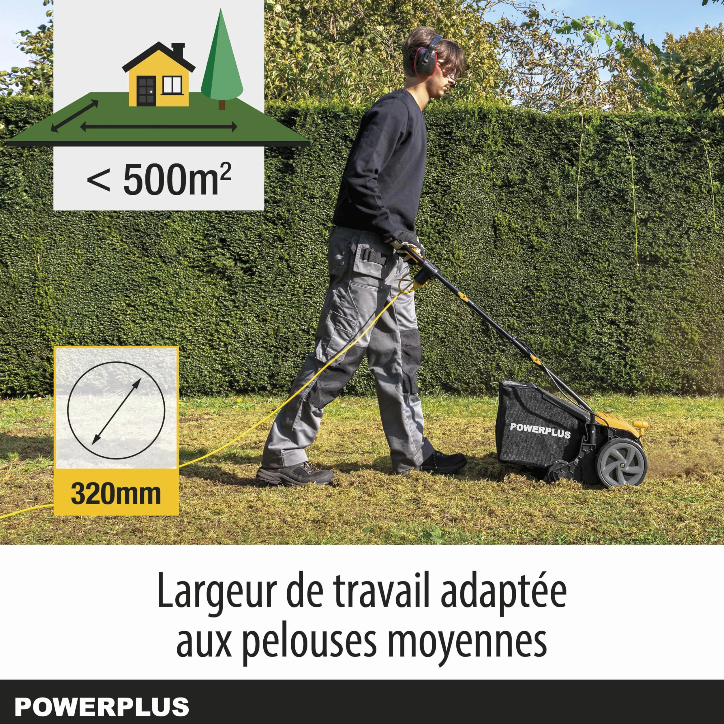 Powerplus POWXG75130-1300 W e larghezza di taglio 320 mm, ventola 2 in 1 e articolatore elettrico per il vostro giardino