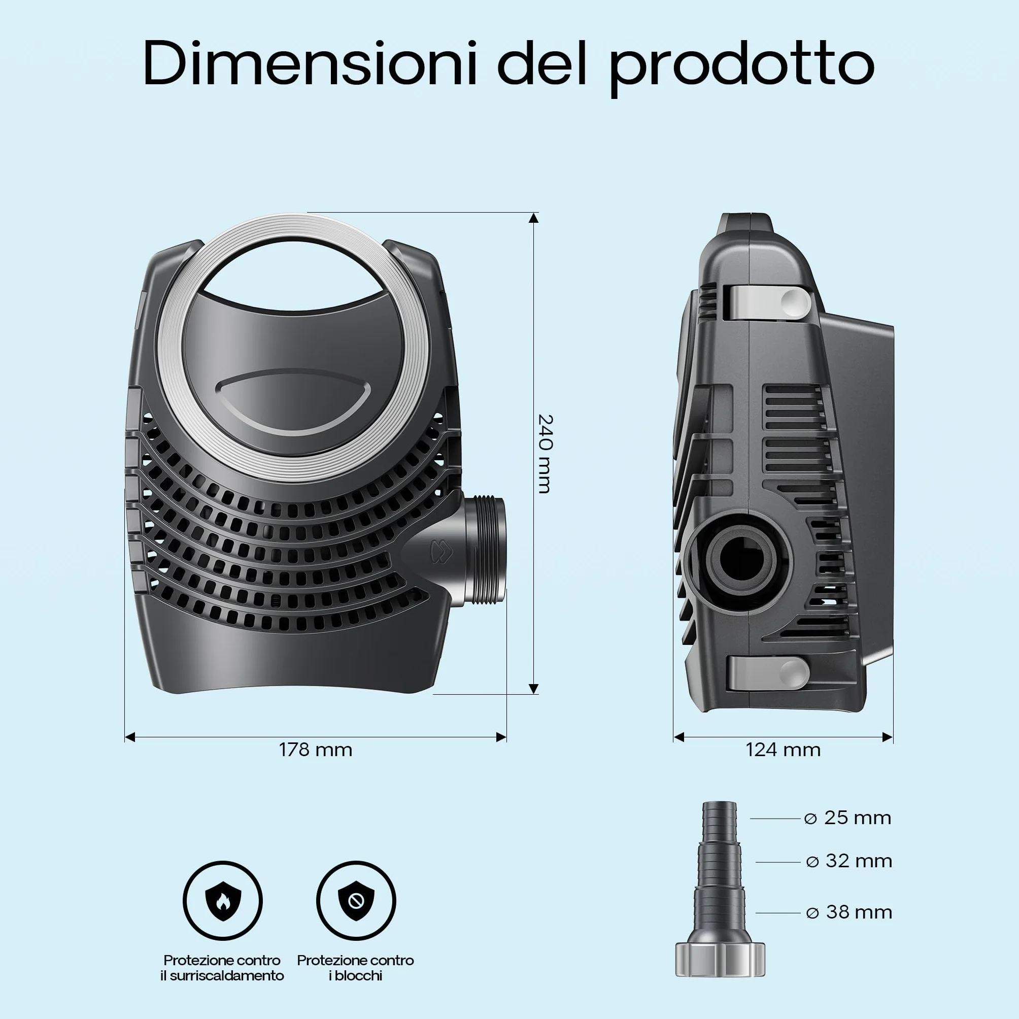 SunSun Pompa da laghetto NEO-8000 SuperECO 8000l/h 70W, per circolazione e filtrazione acqua