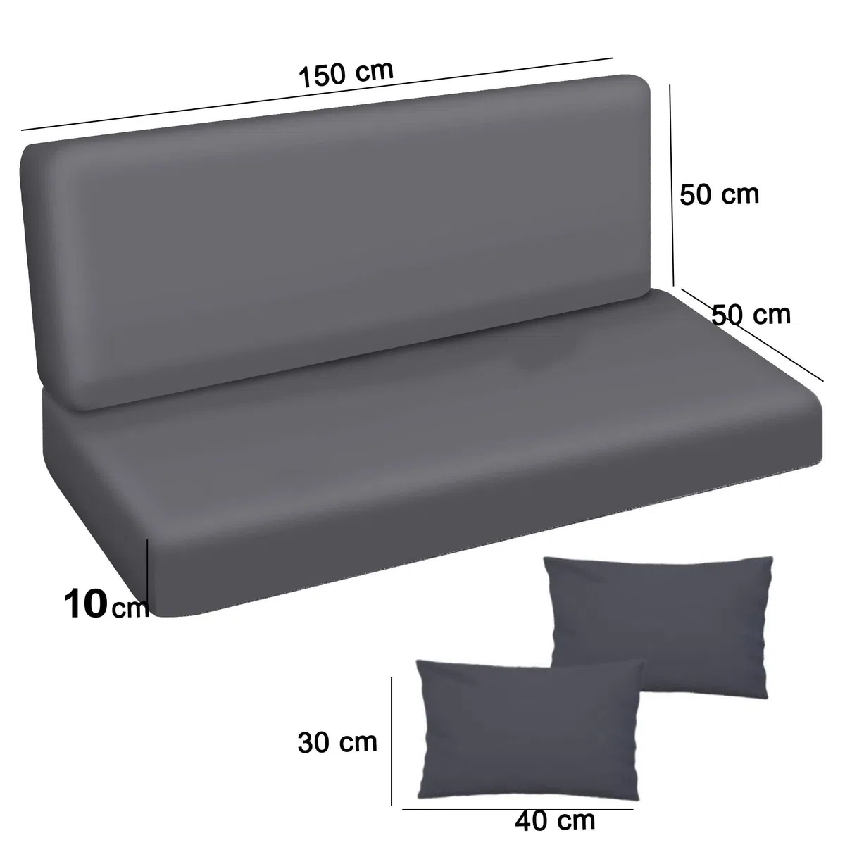 Cuscino per panca da giardino, impermeabile, 150x50x50 cm, per mobili da giardino, per pallet, per esterni e patio, con schienale Glatt Beige [133]