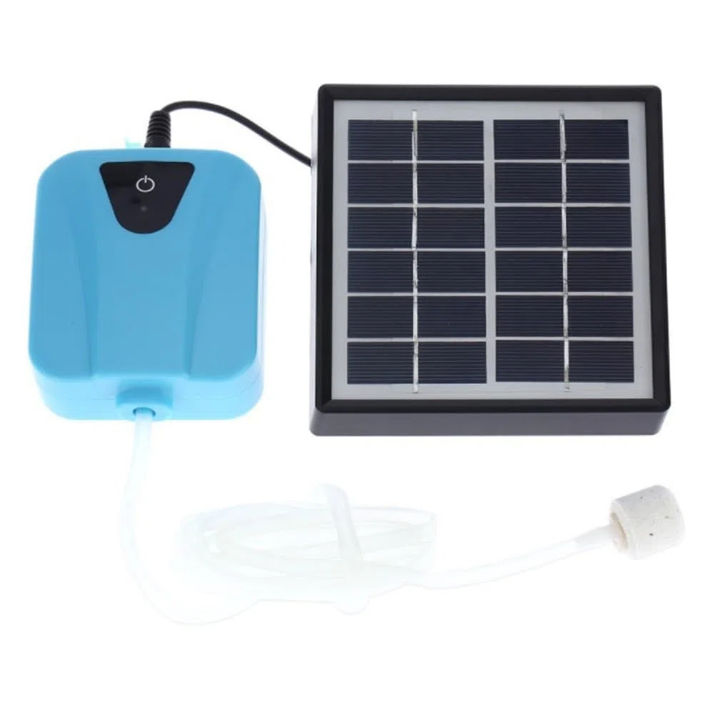 Aeratore per laghetto a energia solare con flusso d'aria da 2 l/min, ossigenazione ABS per laghetti e acquari esterni, include pannello solare, pietra porosa e caricatore CC
