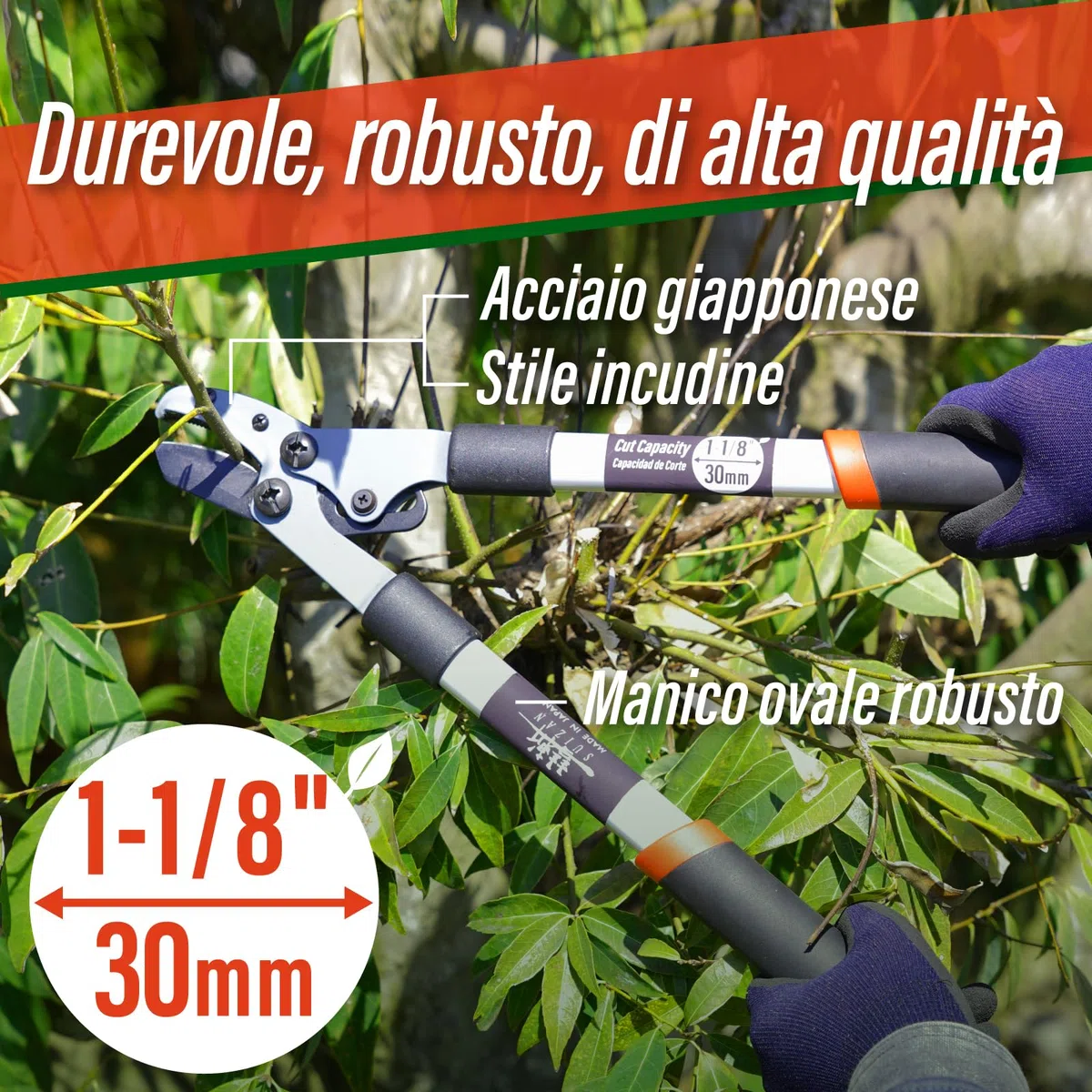 SUIZAN Troncarami a incudine 465mm - Taglia rami giapponese professionale leggero e compatto Attrezzi da Giardinaggio