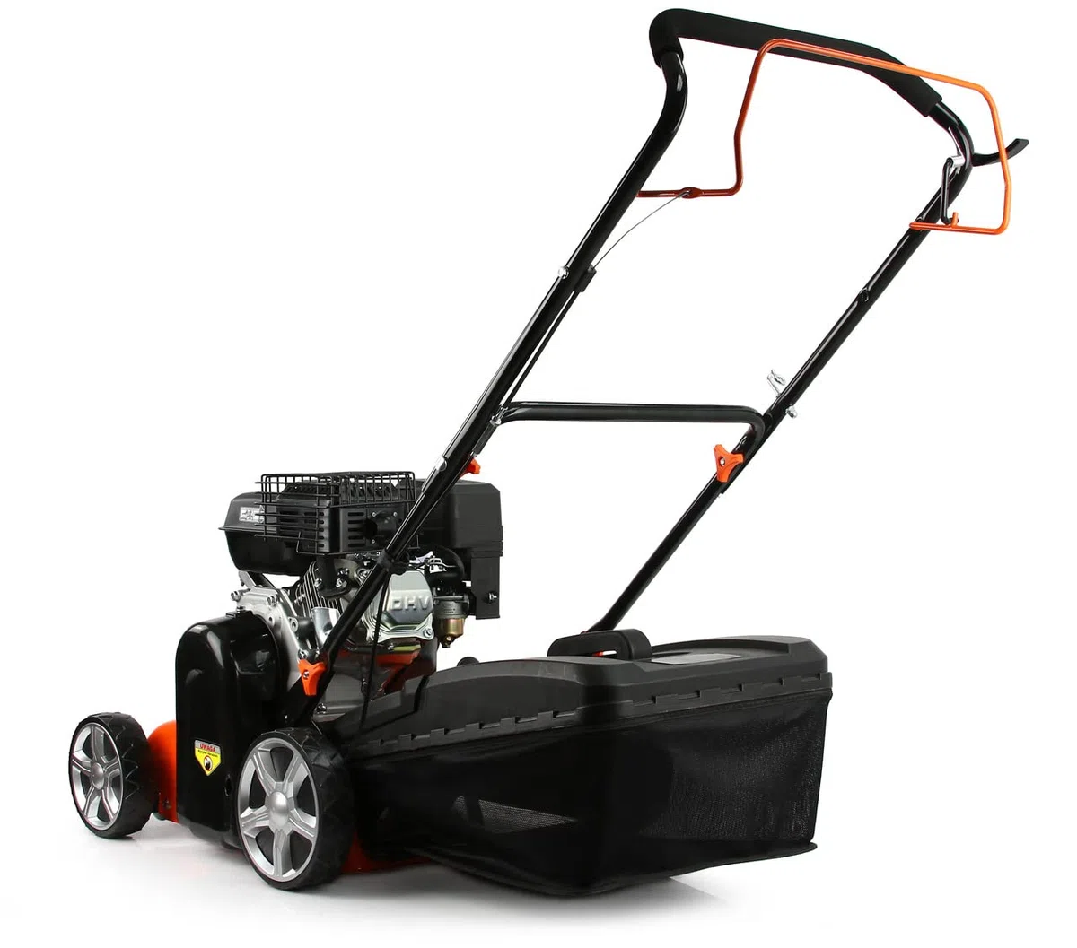 IMJ-Global Arieggiatore 3 in 1 Scarificatore 5 CV a Scoppio 196cc 3,8kW Motore 4 Tempi Benzina per Prato | 2 Rulli Intercambiabili | 8 Livelli di Regolazione in Altezza| Cestello Incluso