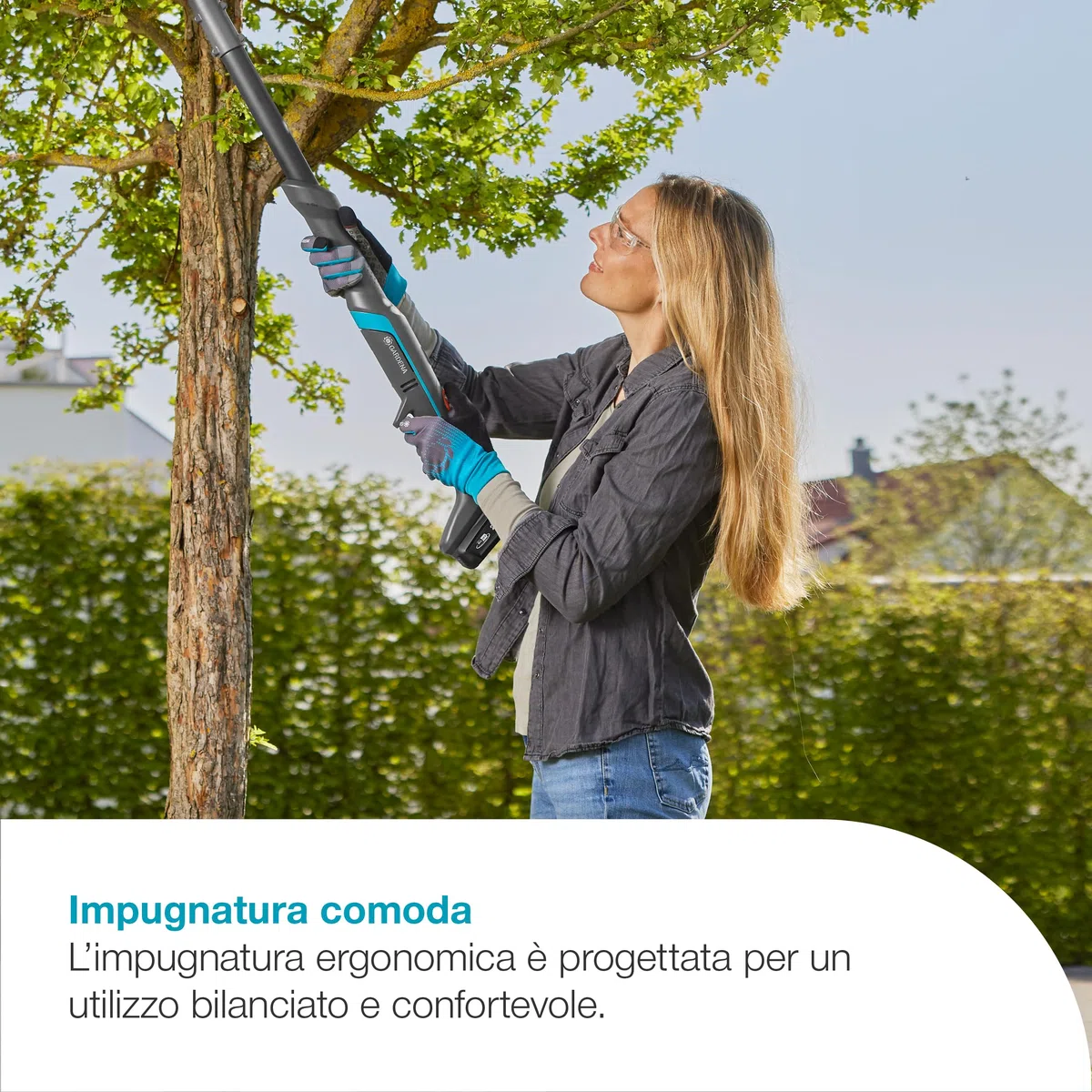 Gardena Troncarami A Batteria EasyCut 110/18V P4A Solo: Taglio senza sforzo, Fino a 2,5 m di distanza, Leggero, Lame in acciaio, Senza fili (14772-55)
