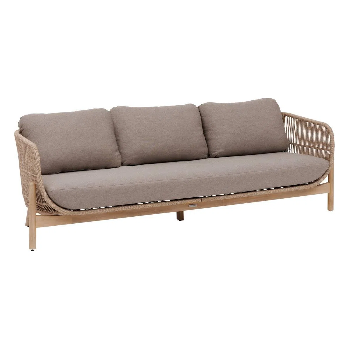 Hespéride - Divano da Giardino Deona Color Tortora e Acacia - 3 posti - Cuscini sfoderabili e idrorepellenti - Arredamento per Giardino, terrazzo e Balcone