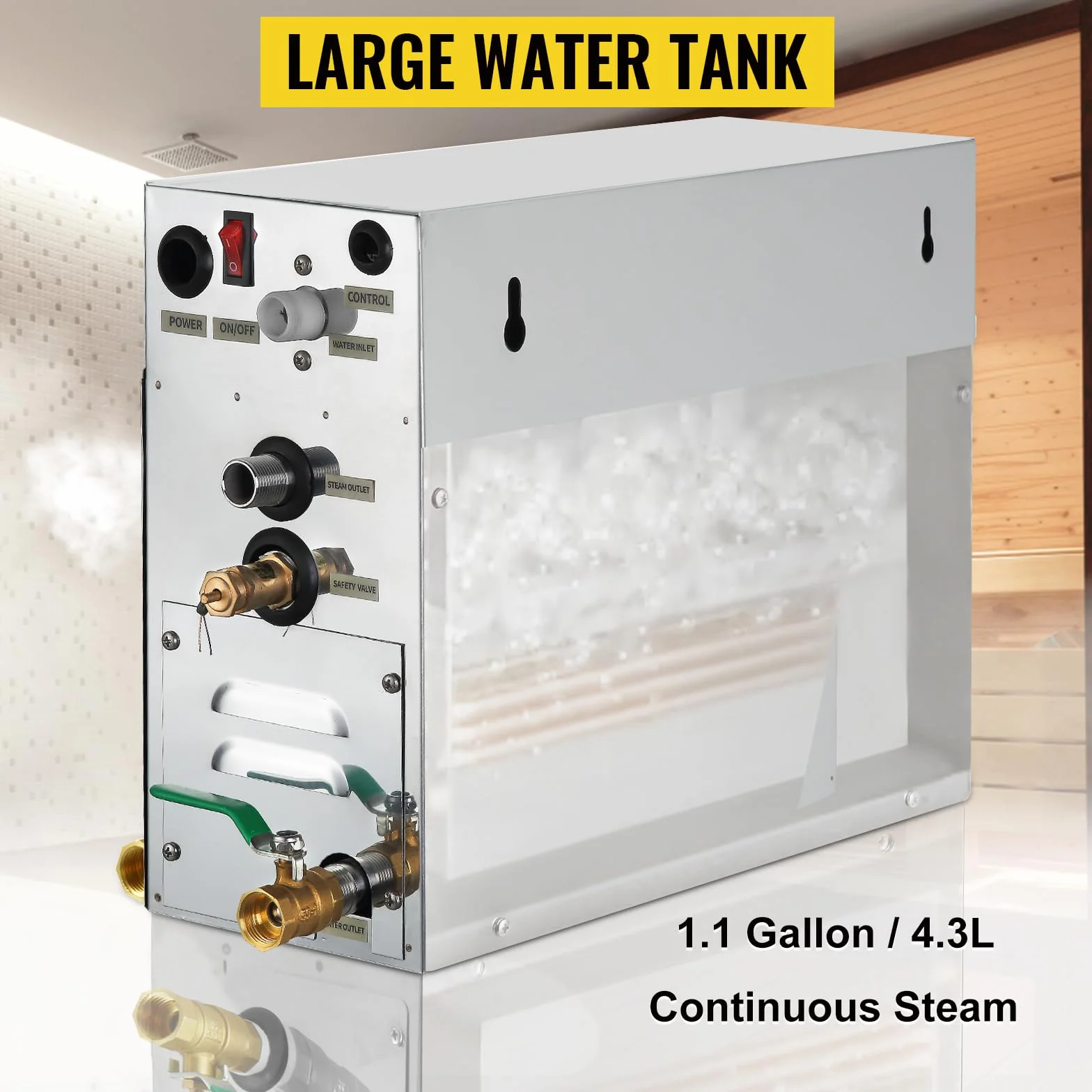 FlowerW Generatore di vapore portatile per sauna da 6 kW, con regolatore digitale di temperatura, timer 6 KW134, nero