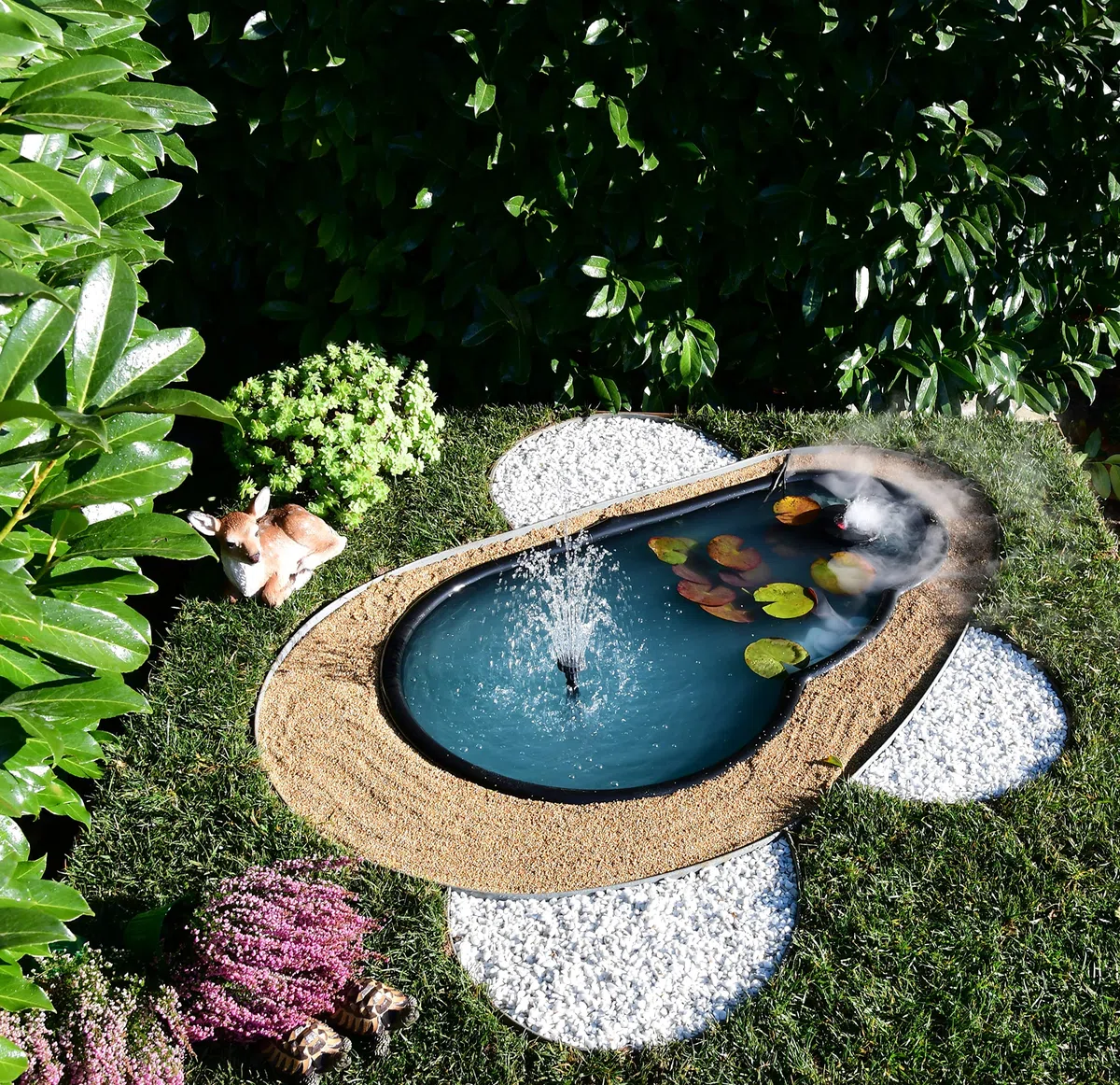 Giardini d'Acqua Laghetto da Giardino Nero MOD Vico Lt 300 Stagno Preformato Nero Vasca Piante Pesci Koi DIY