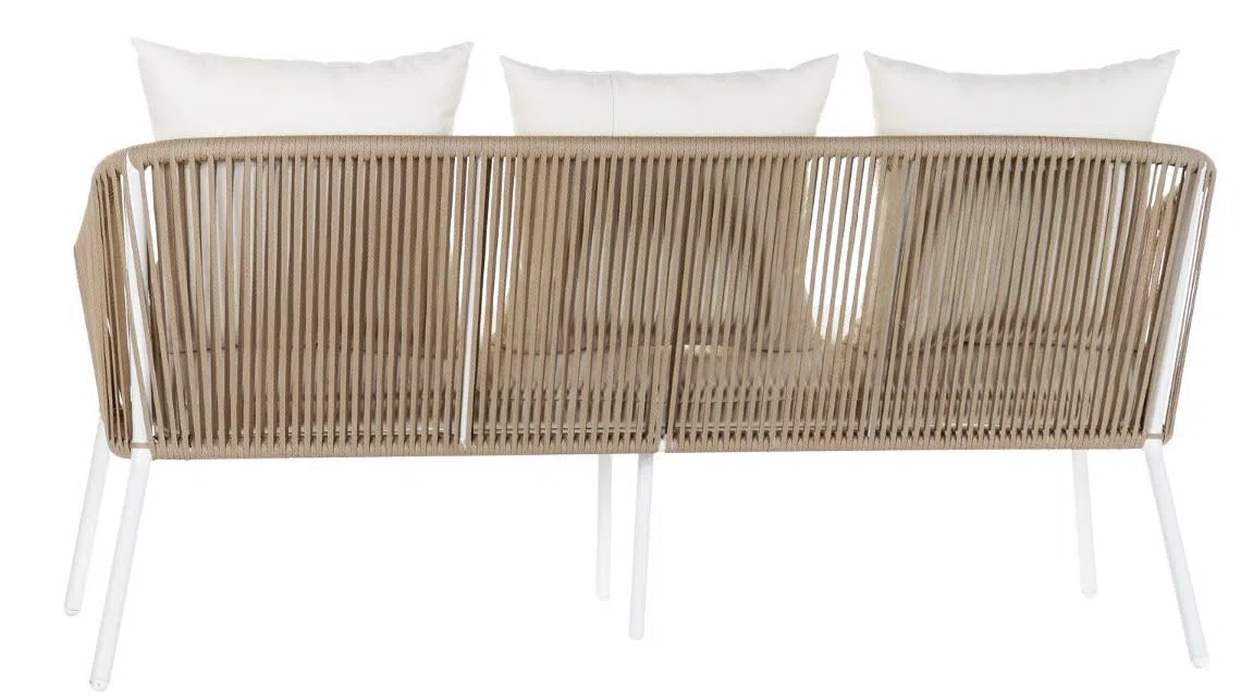 Megashopitalia Set da Giardino in Rattan con Divano 5 Posti Poltrone Tavolino da Caffè (Bianco)