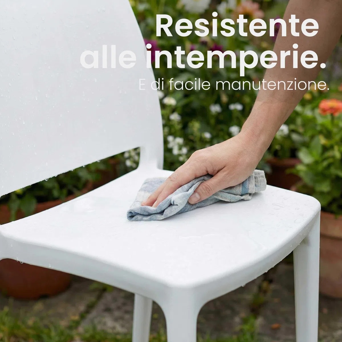 CLP Set 2 sedie da giardino Meton impilabili e resistenti alle intemperie, sedie con braccioli UV resistenti, in plastica fino a 150 kg Colore:bianco