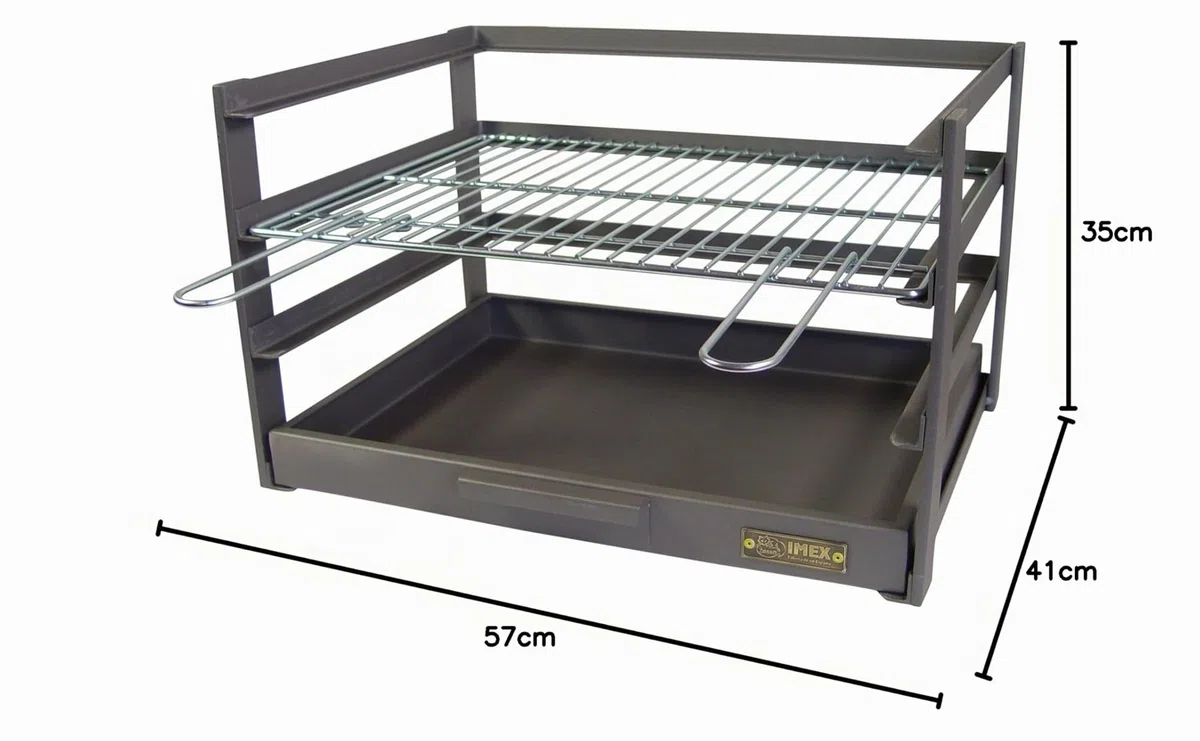Imex El Zorro 71472.0 cassetto Barbecue con griglia zincati, Nero, 57 x 41 x 35 cm