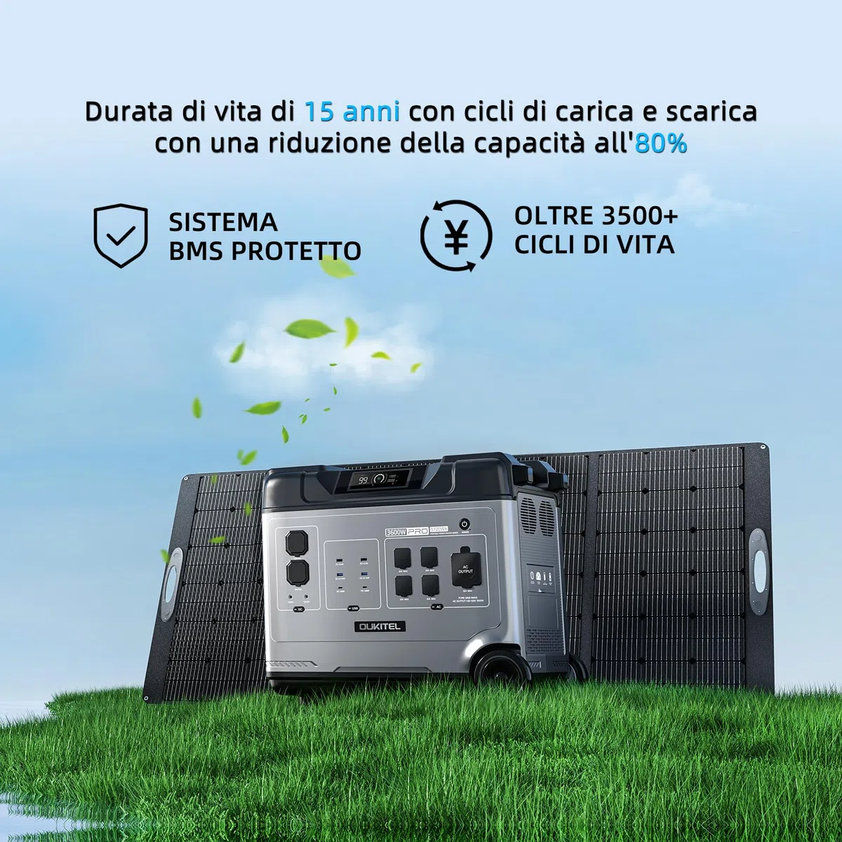 OUKITEL P5000 Pro Centrale Elettrica Portatile 4000W, 5120Wh Generatore Solare con Batteria LiFePO4, Controllo APP, 15 Porte, Portable Power Station per Campeggio