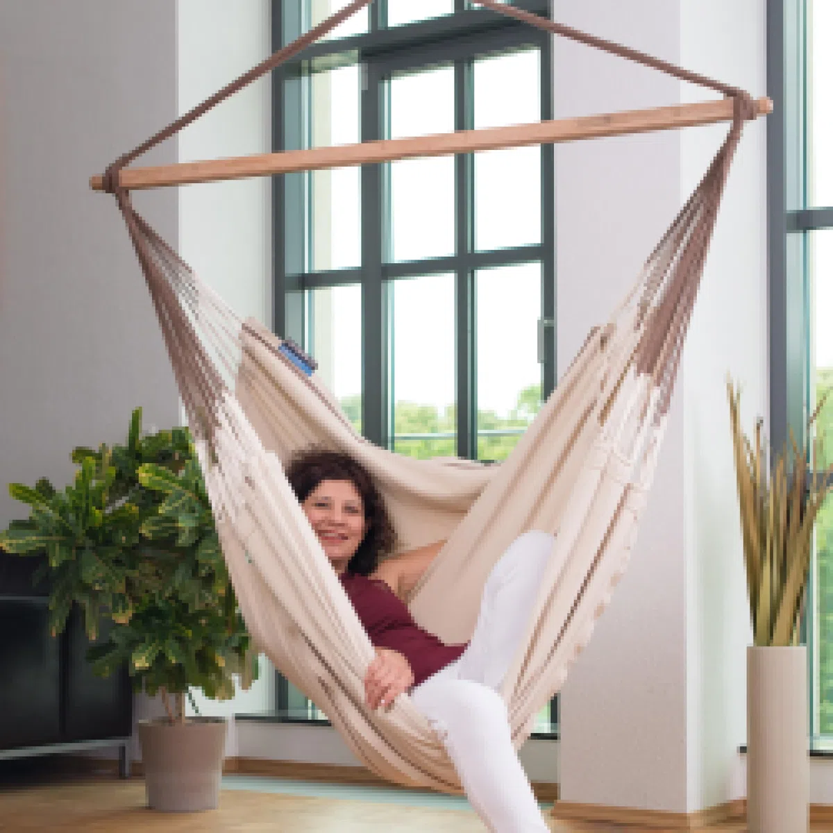 LA SIESTA Habana Nougat - Sedia pensile lounger in cotone biologico