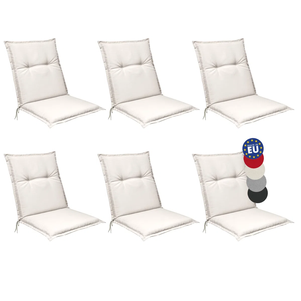 Beautissu Set di 6 Cuscino Sedia da Giardino 100x50x6cm Base NL - Cuscino Sedie Sdraio e poltrone Giardino - Cuscino Seduta da Esterni ed Interni Cuscino Imbottito Comodo e Resistente - Beige